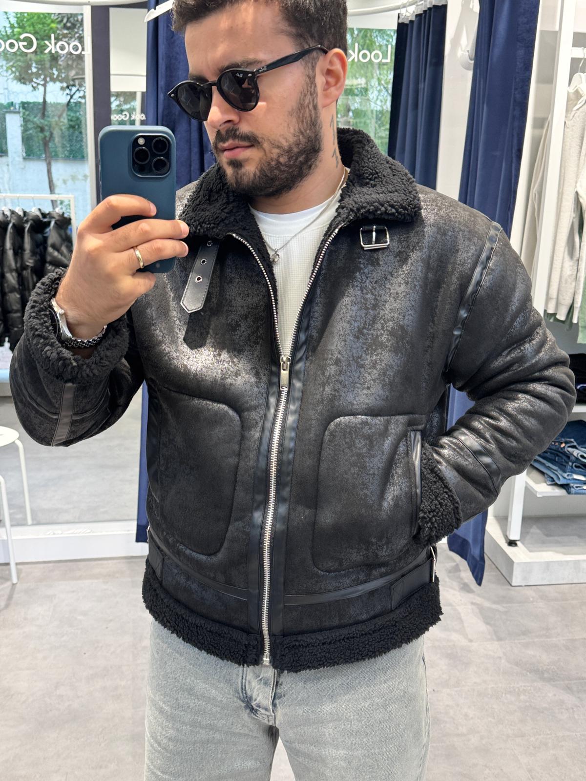 Kürklü Mat Süet Kemerli Mont (VV400)