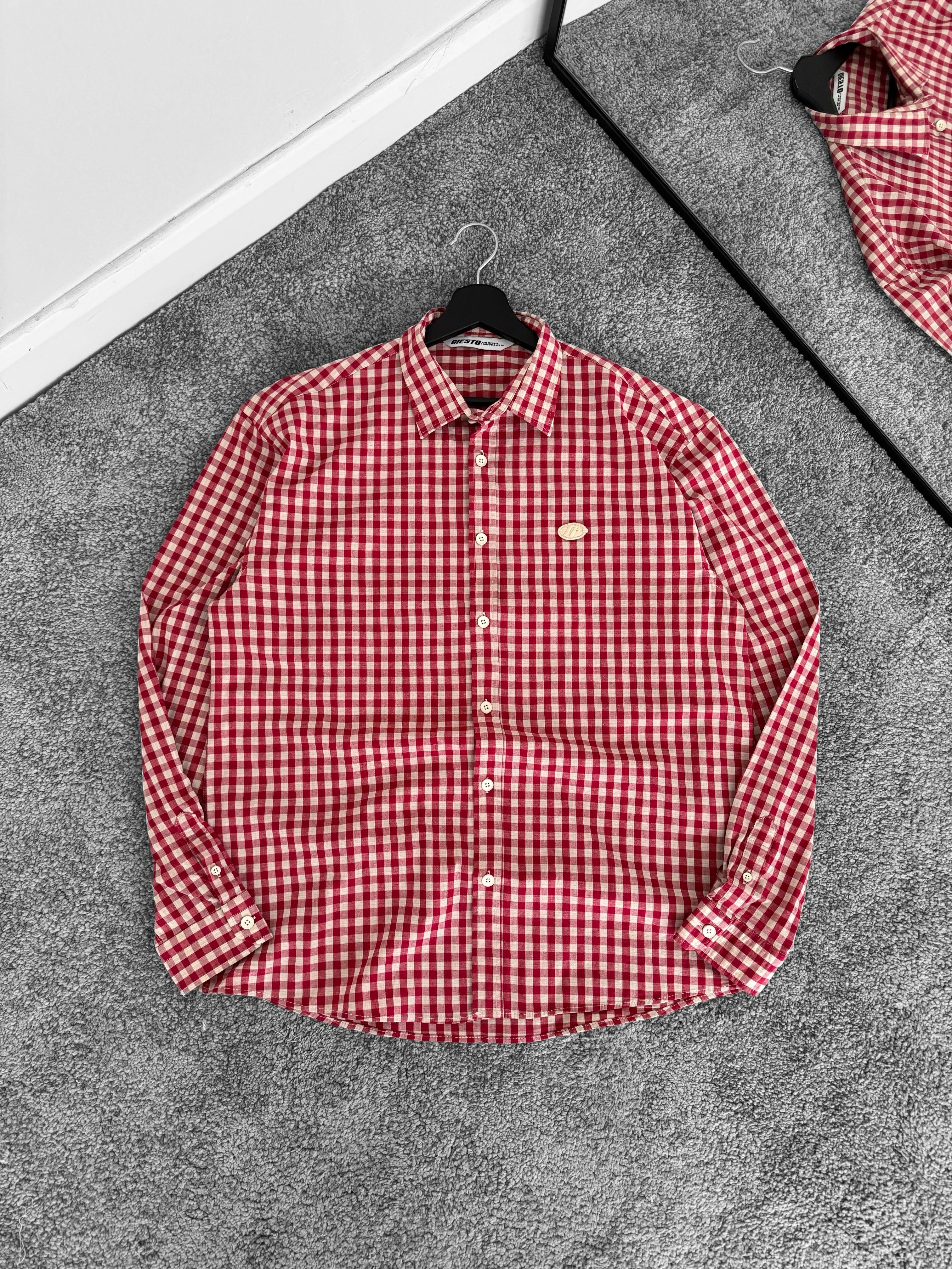 Kare Desenli Oversize Gömlek & Kot Baggy Pantolon (VV211) - Kırmızı