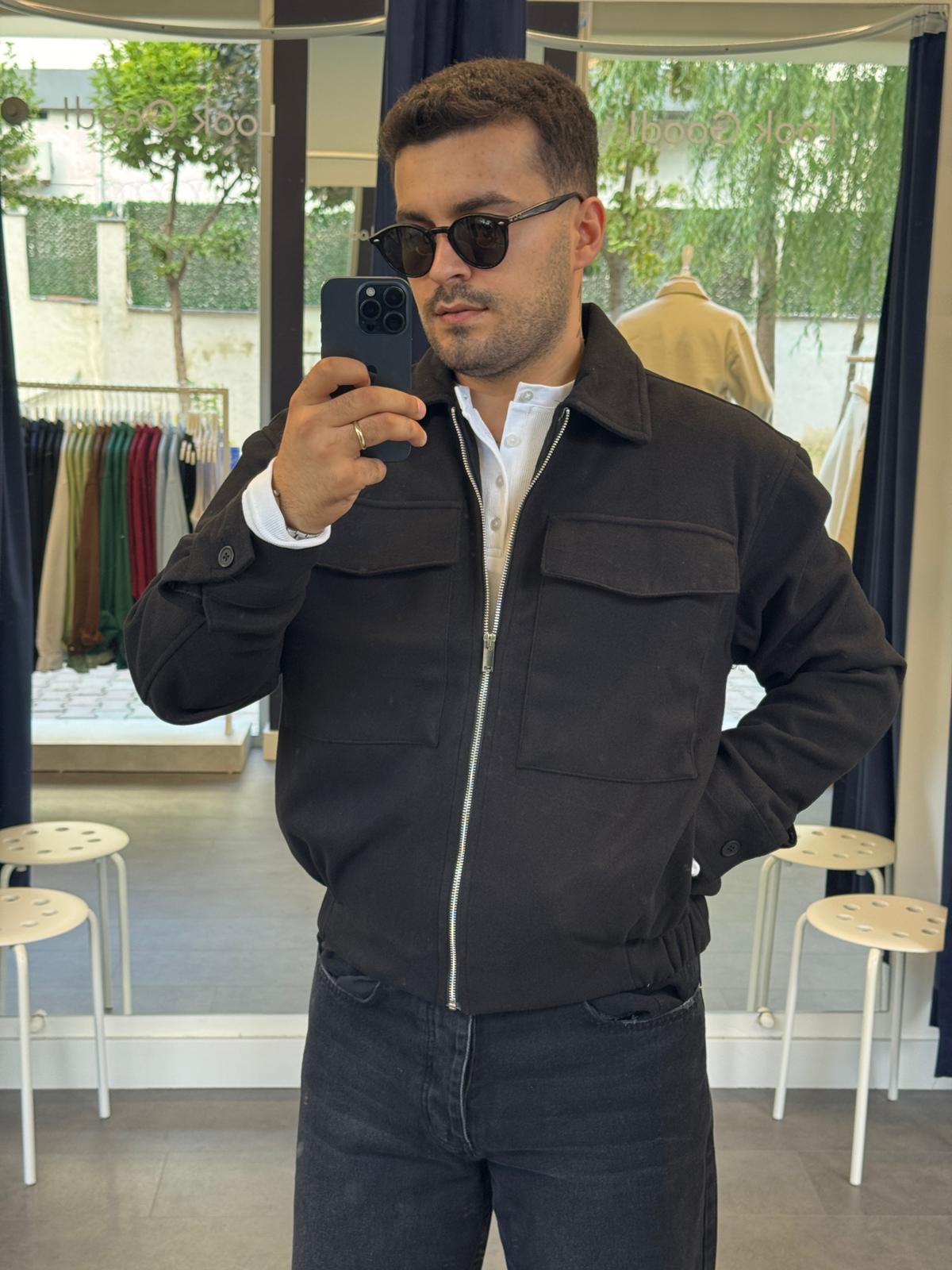 Kaşmir Kumaş Astarlı Mont (VV375) - Siyah