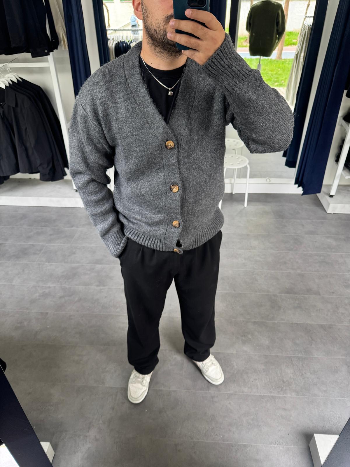 Yün Triko Hırka (VV408) - Antrasit