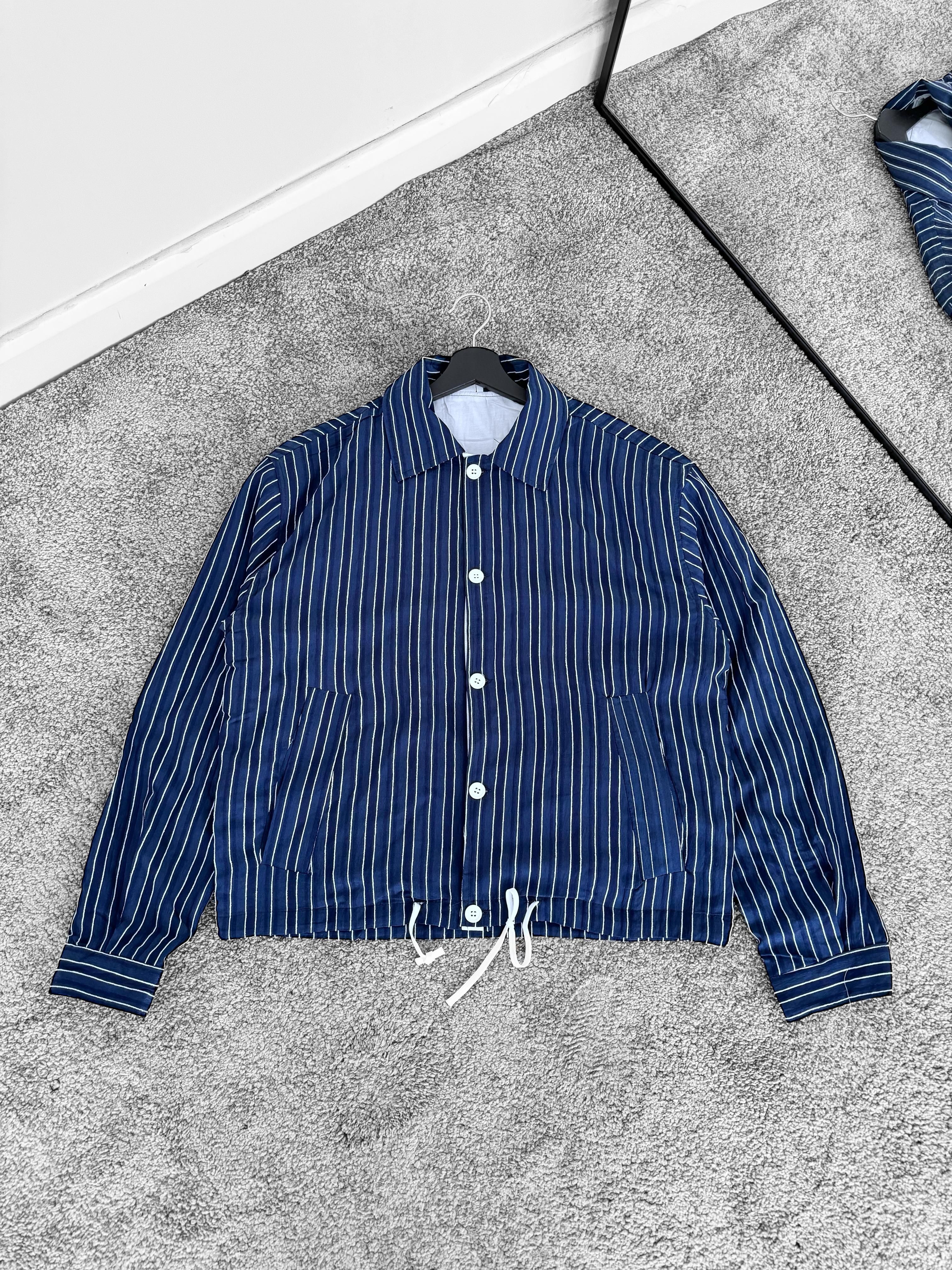 Astarlı Çizgili Oversize Ceket (VV314) - Lacivert