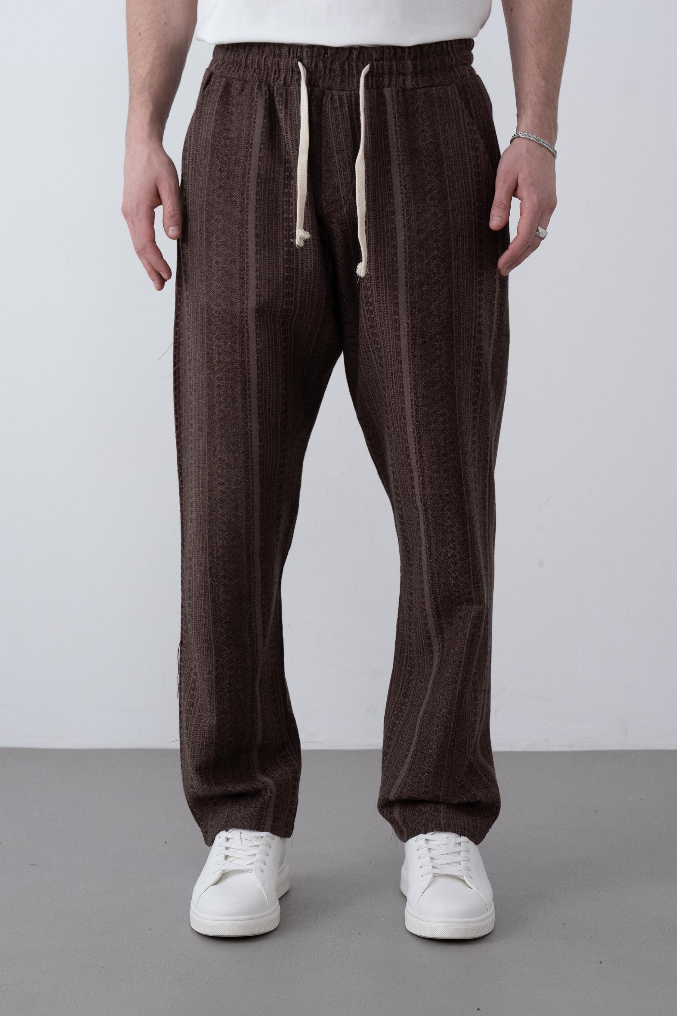 Etnik Desen Oversize Takım (VP103) - Acıkahve