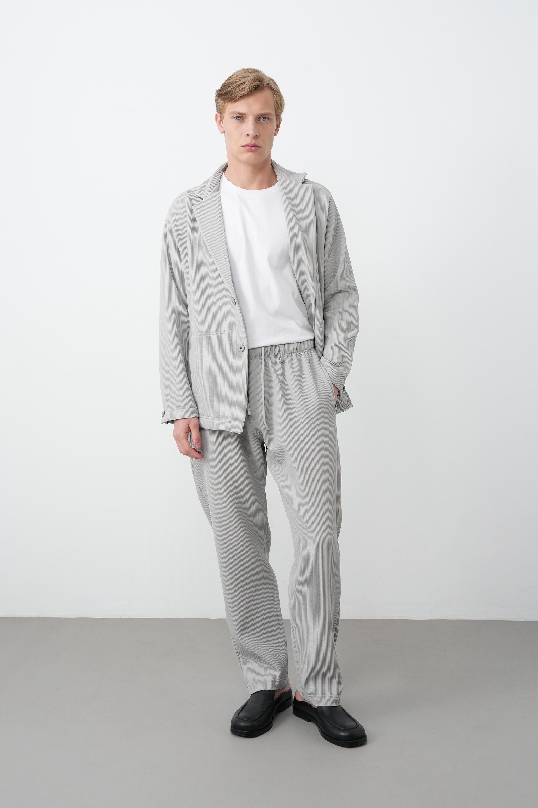 Fitilli Kumaş Oversize Takım (VP100) - Gri