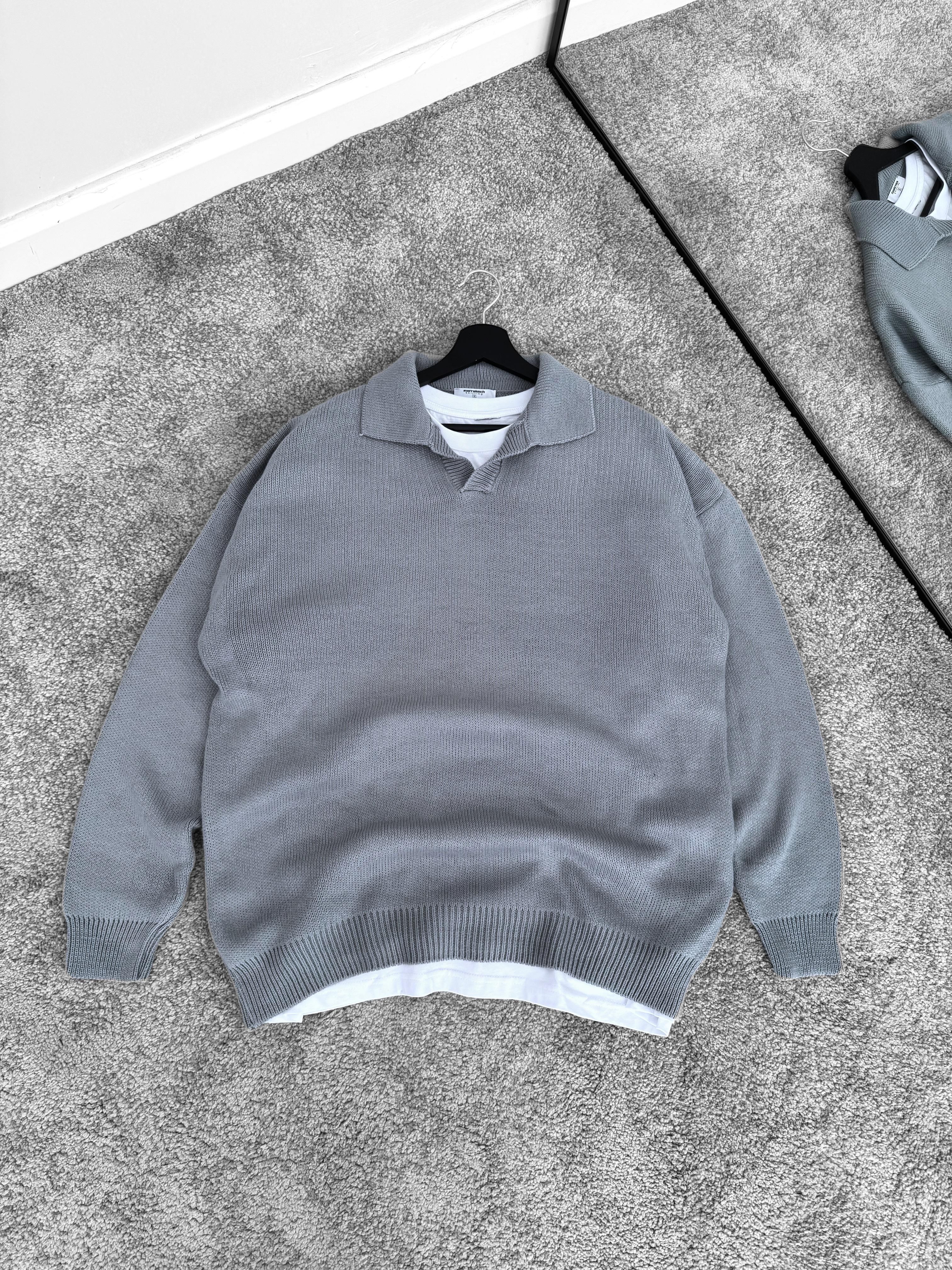 Gri Yumuşak Kumaş Tam Oversize Triko (VV173)