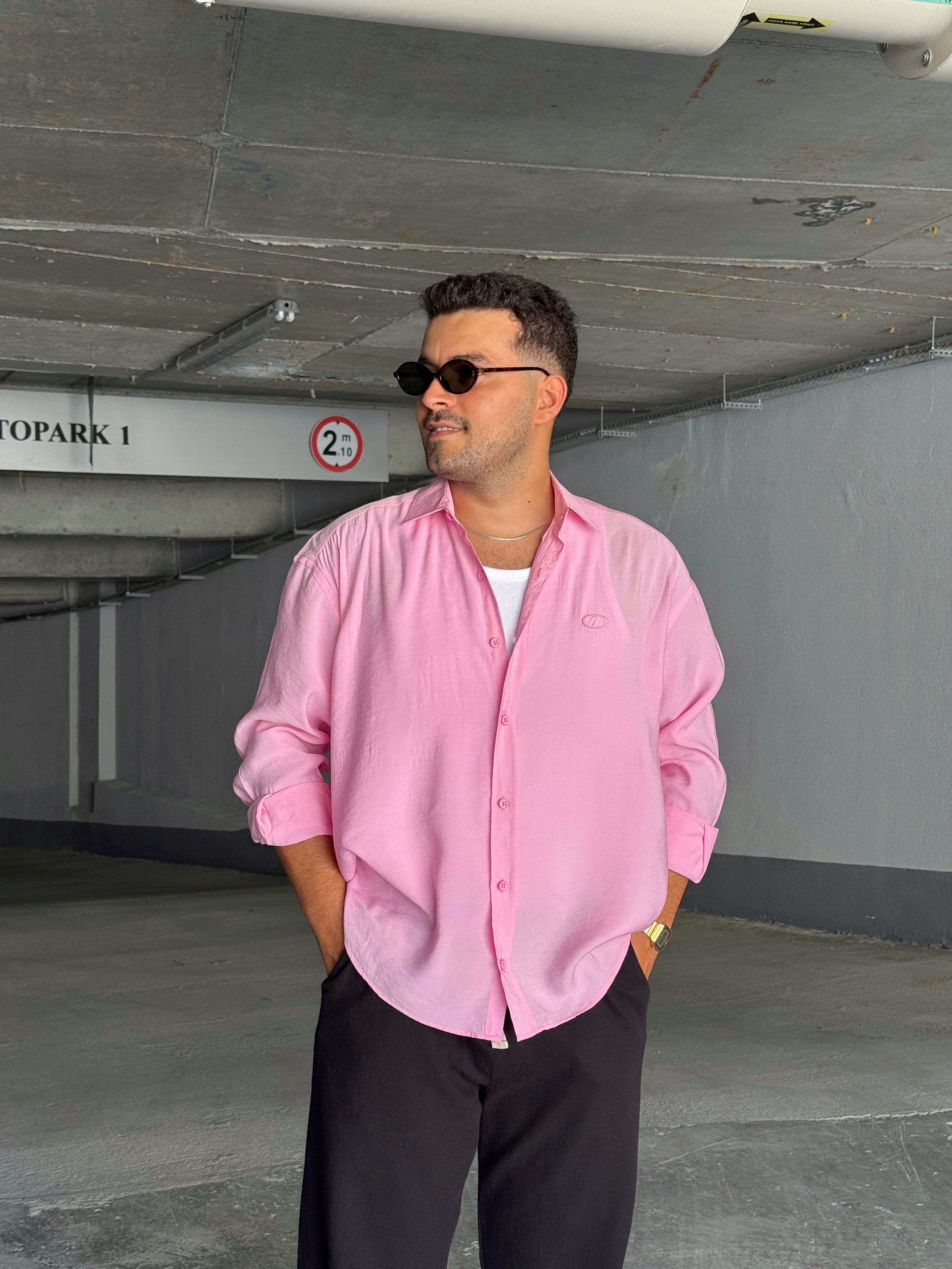 Pembe Modal Kumaş Oversize Gömlek (VV350)