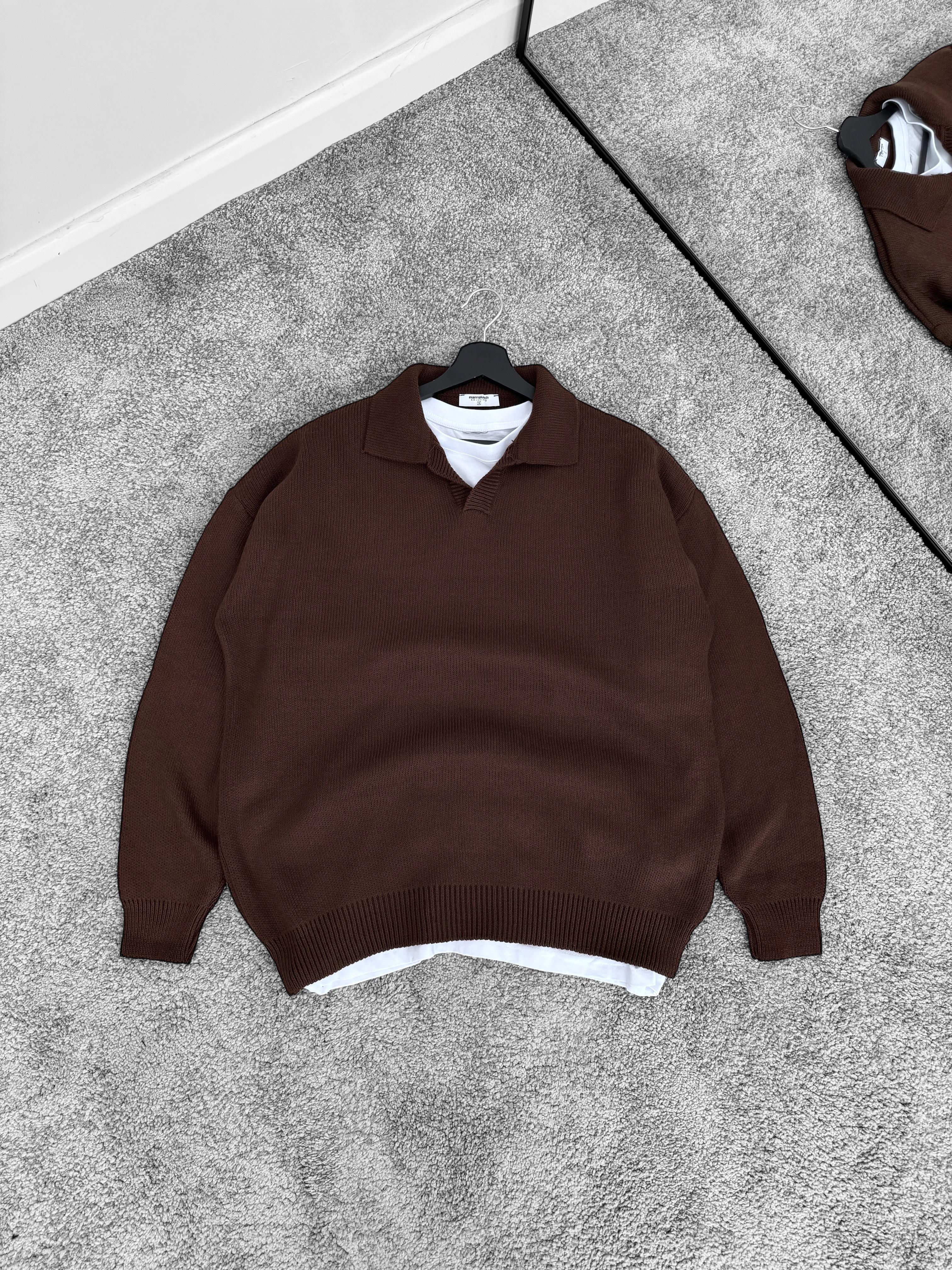 Acıkahve Yumuşak Kumaş Tam Oversize Triko (VV173)