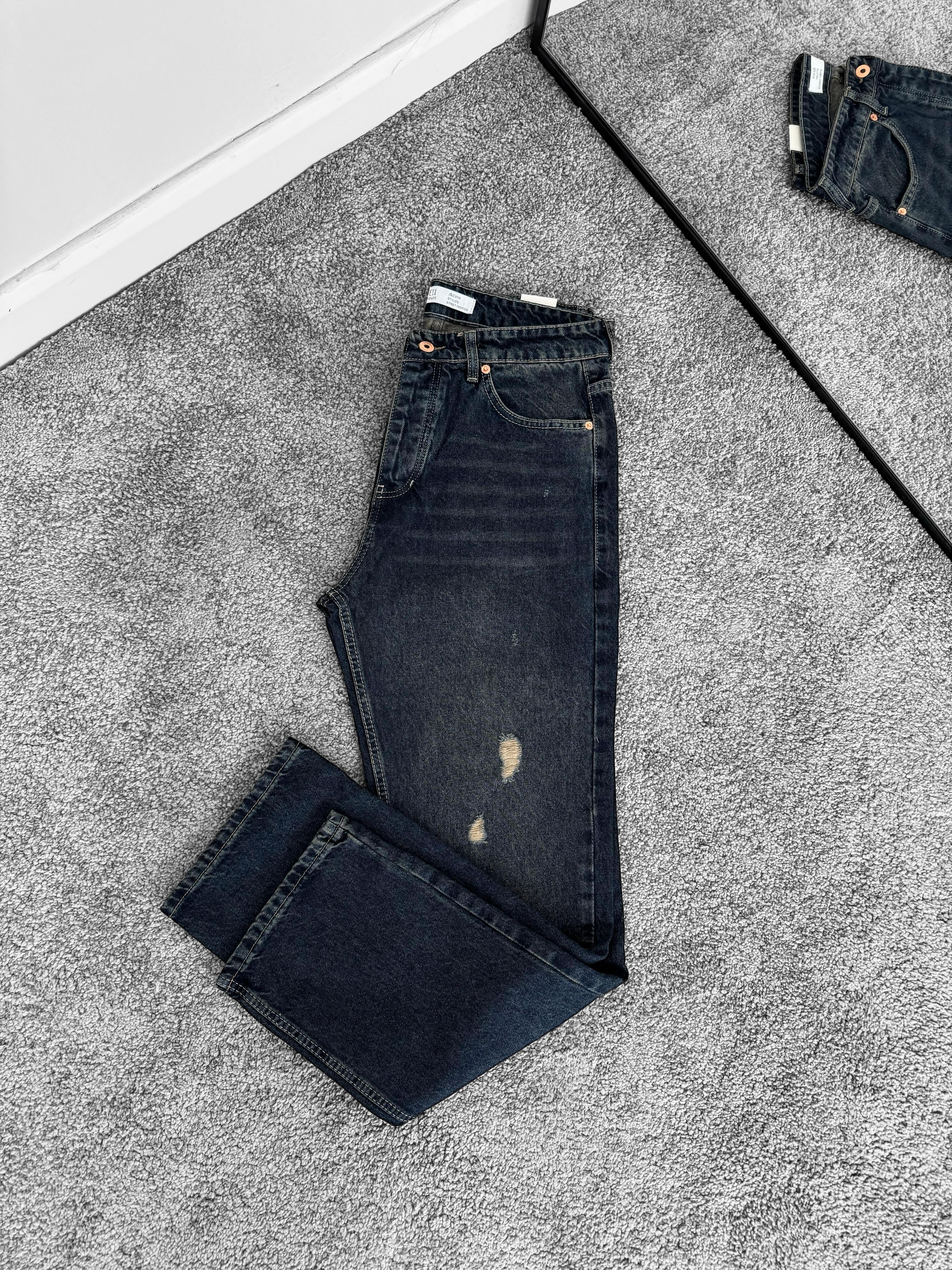 Baggy Kalıp Kot Pantolon (VV213) - Yırtık Lacivert (2244)