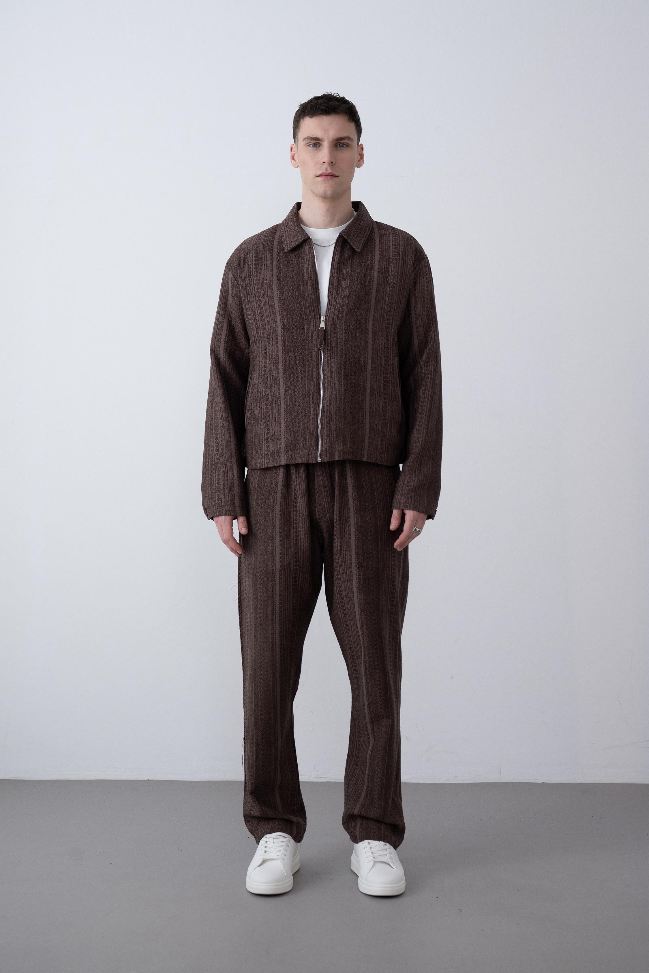 Etnik Desen Oversize Takım (VP103) - Acıkahve