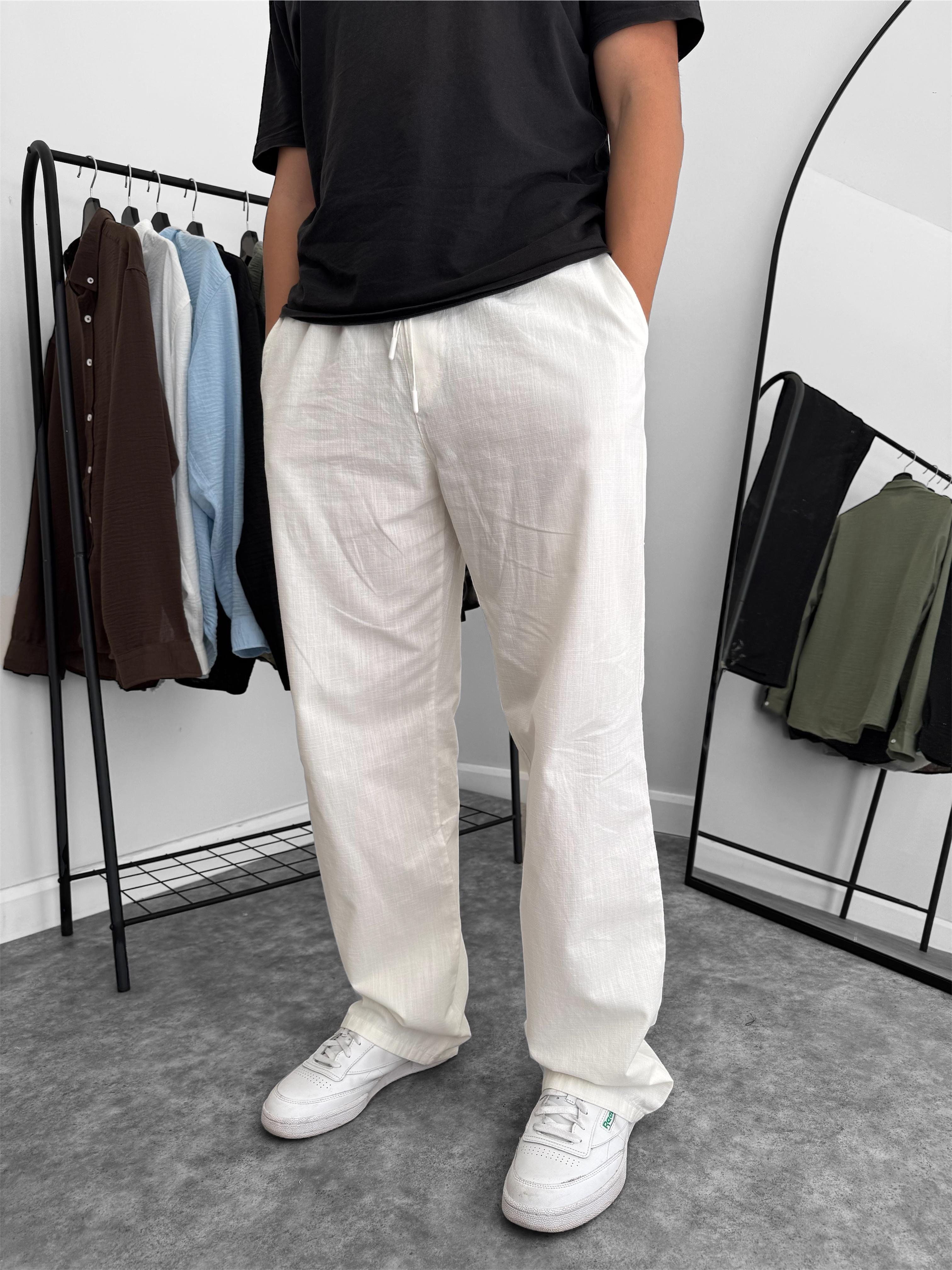 Giesto Baggy Kalıp Keten Pantolon (VV348) - Ekru