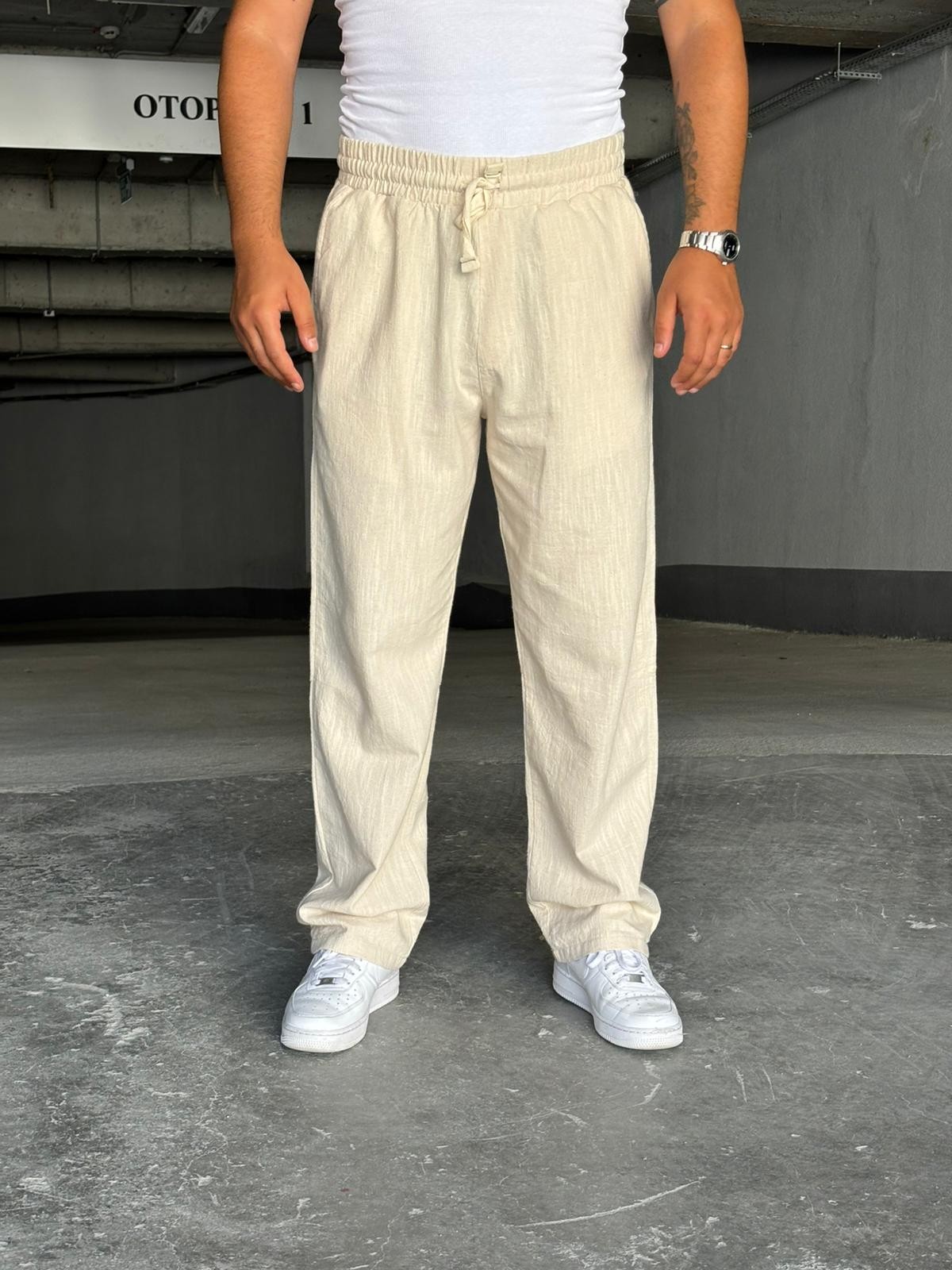 GG Baggy Keten Pantolon (VV353)  - Bej