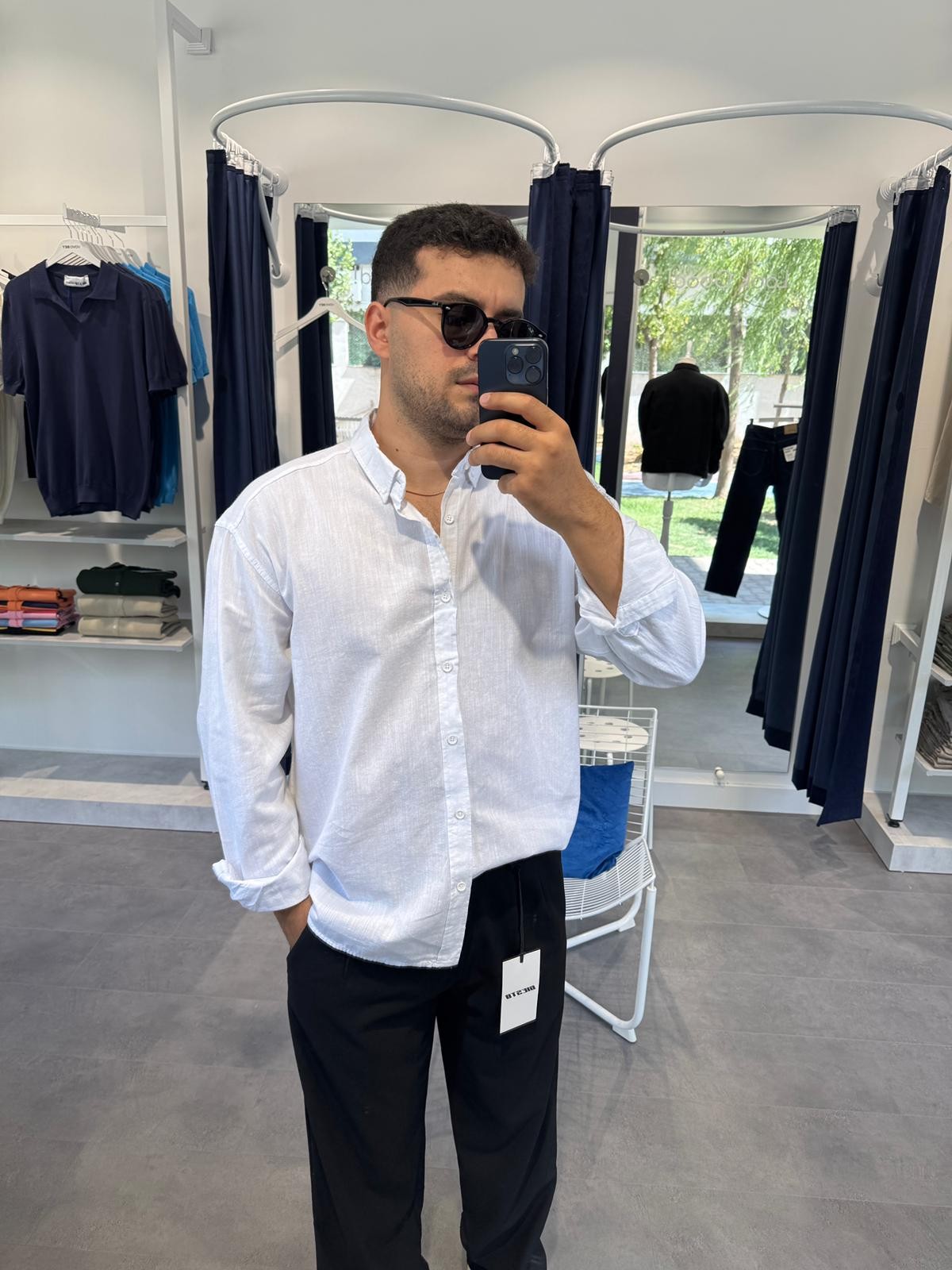 Oversize Fresh Keten Gömlek (VV361) - Beyaz