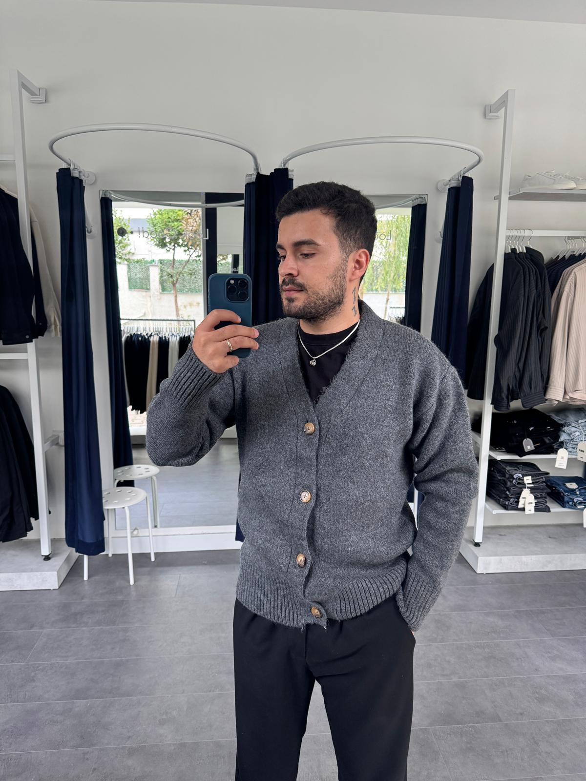 Yün Triko Hırka (VV408) - Antrasit