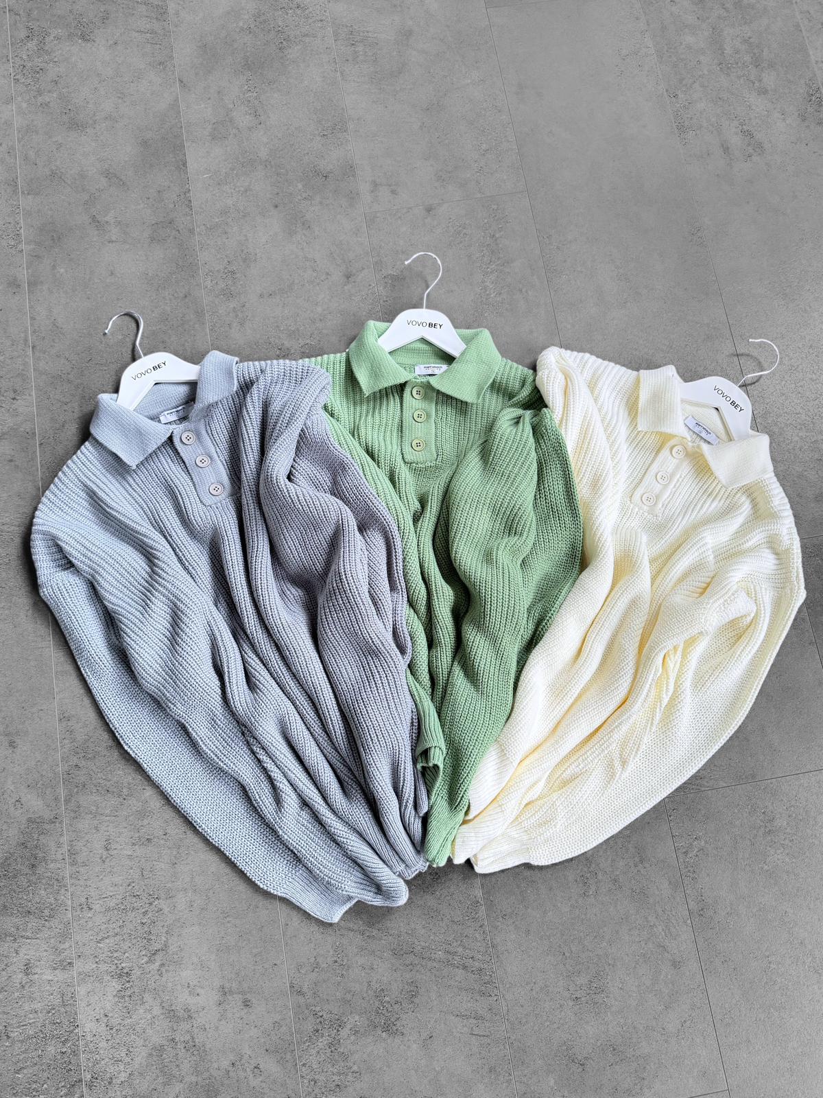 Üç Düğmeli Oversize Triko Kazak (VV401)