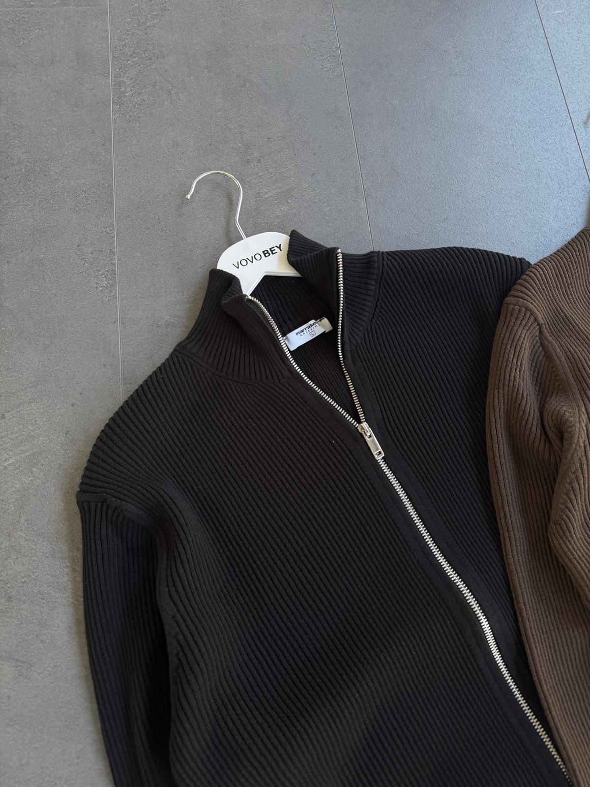 Çift Fermuarlı Standart Kalıp Hırka (VV378)