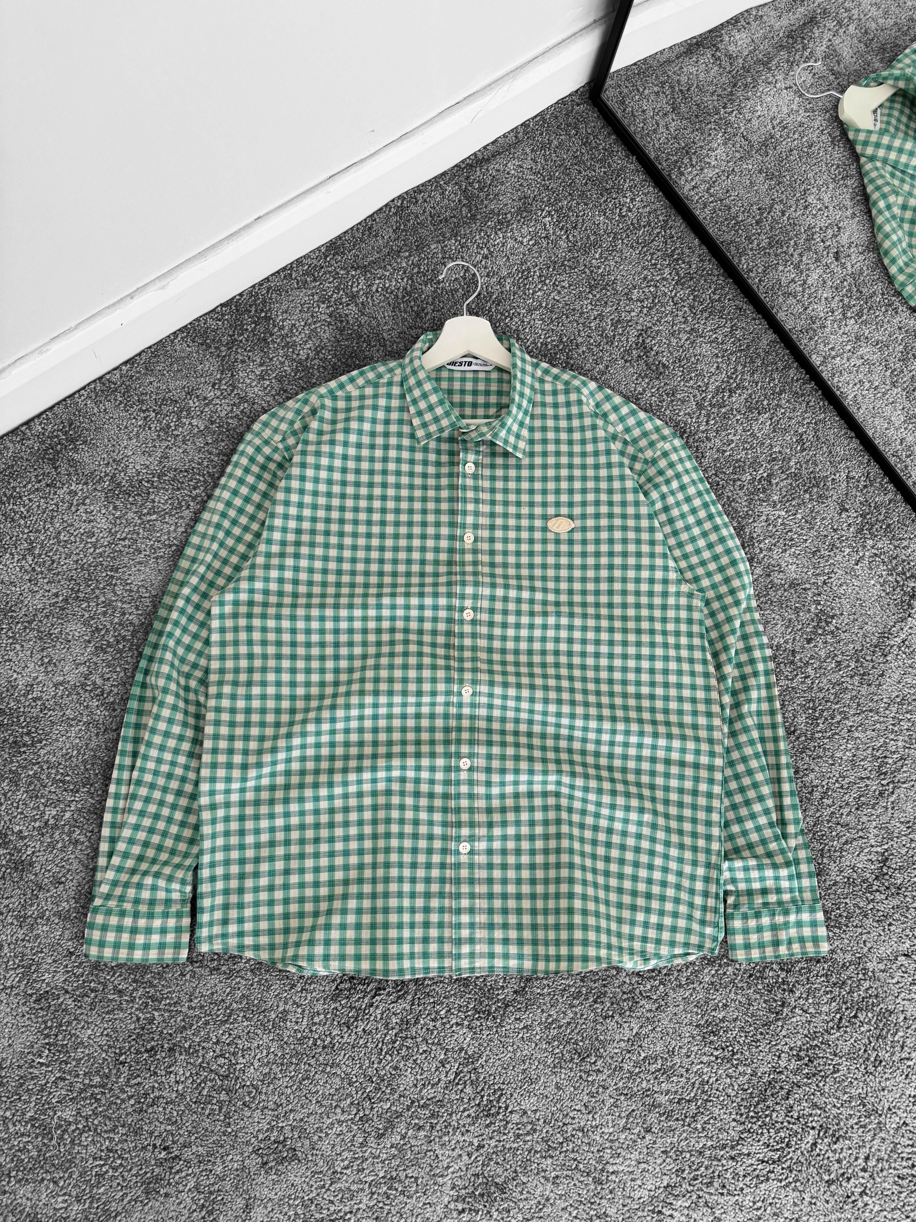 Kare Desenli Oversize Gömlek & Kot Baggy Pantolon (VV211) - Yeşil