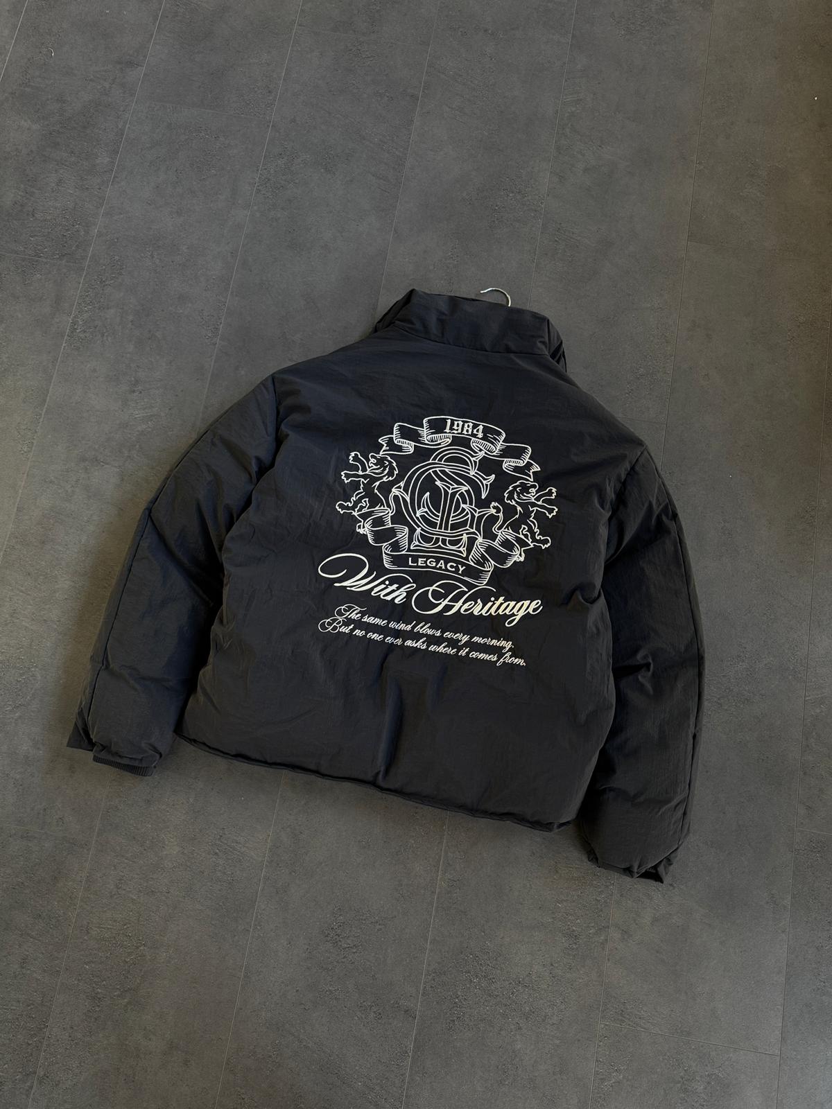 Sırt Nakışlı Oversize Şişme Mont (VV416) - Antrasit