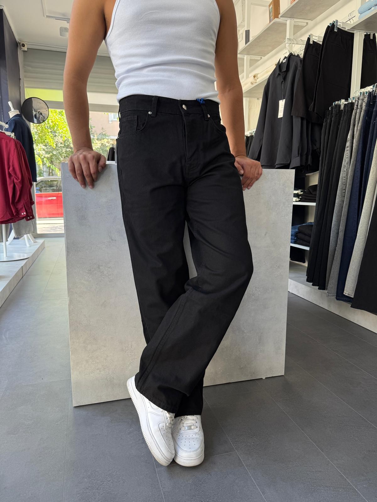  Regular Fit Baggy Kalıp Kot Pantolon (VV363) - Siyah