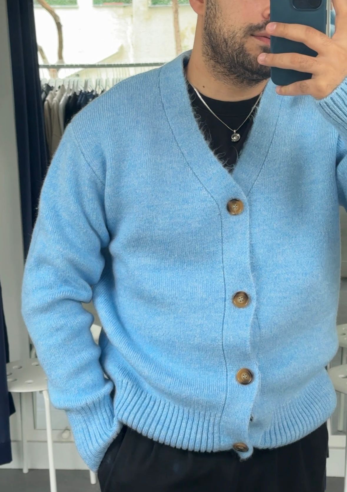 Yün Triko Hırka (VV408) - Bebe Mavi