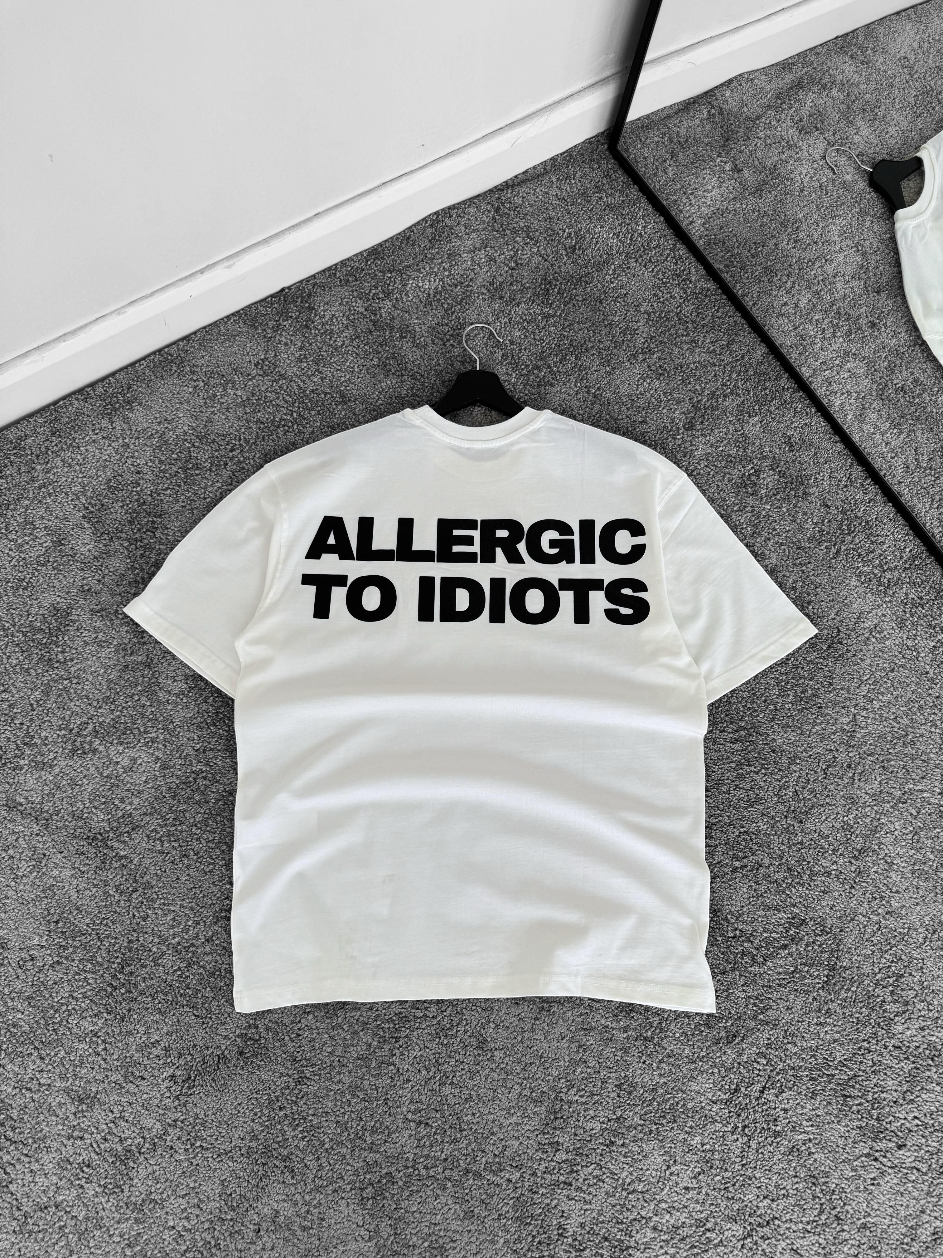 Allergic Baskılı Oversize Tişört (VV227) - Beyaz
