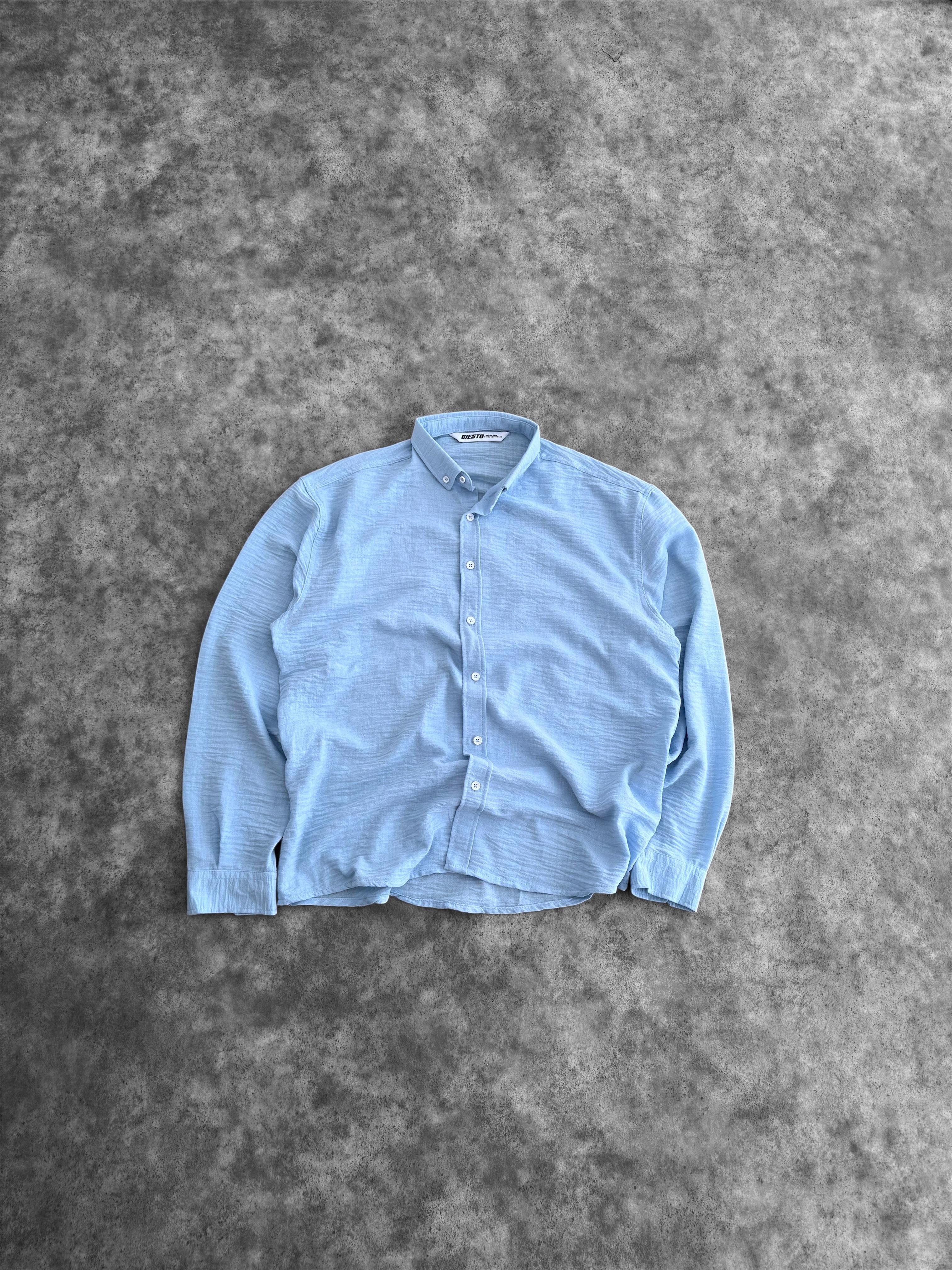 Oversize Keten Gömlek (VV343) - Bebe Mavi
