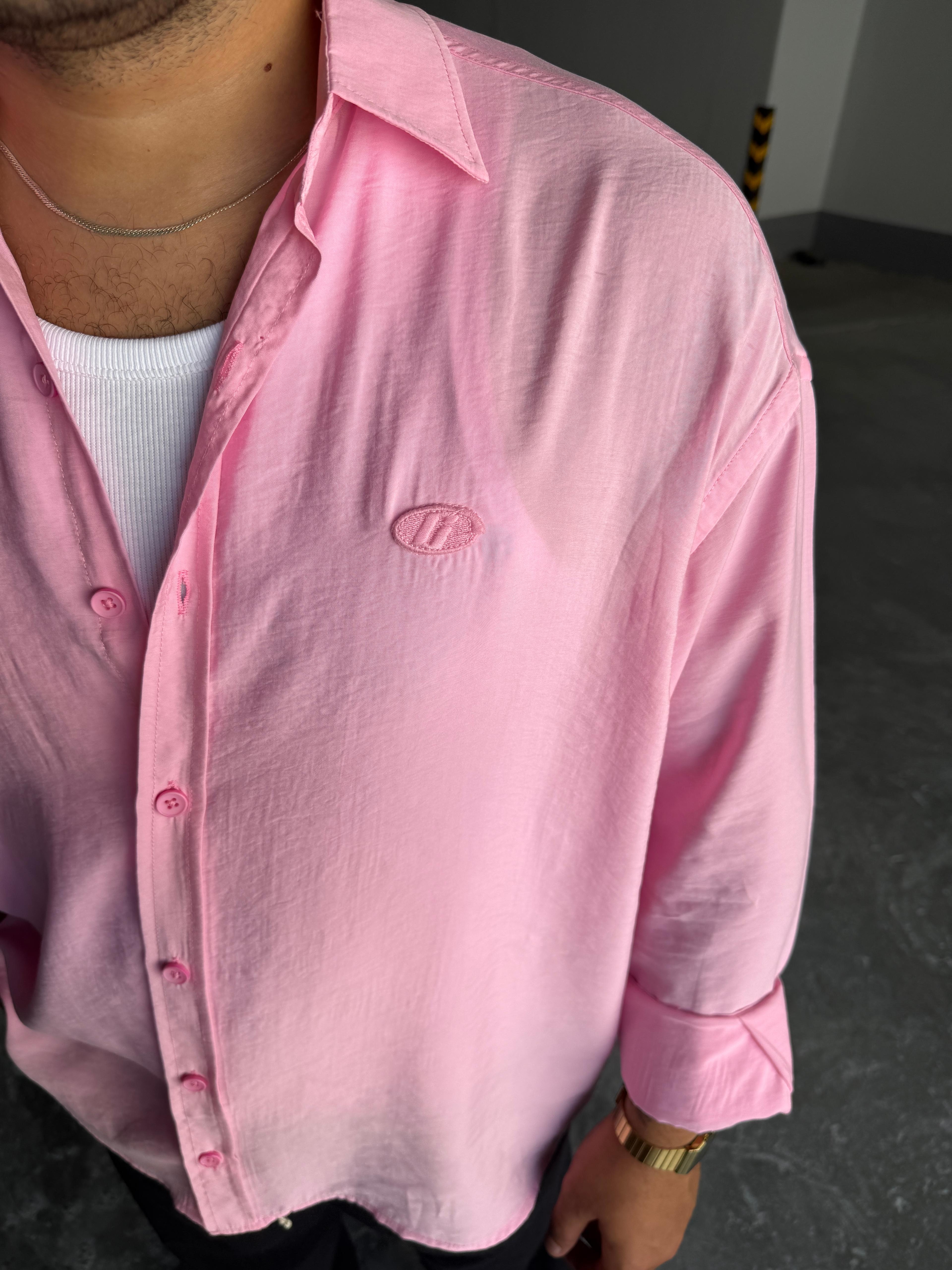 Pembe Modal Kumaş Oversize Gömlek (VV350)