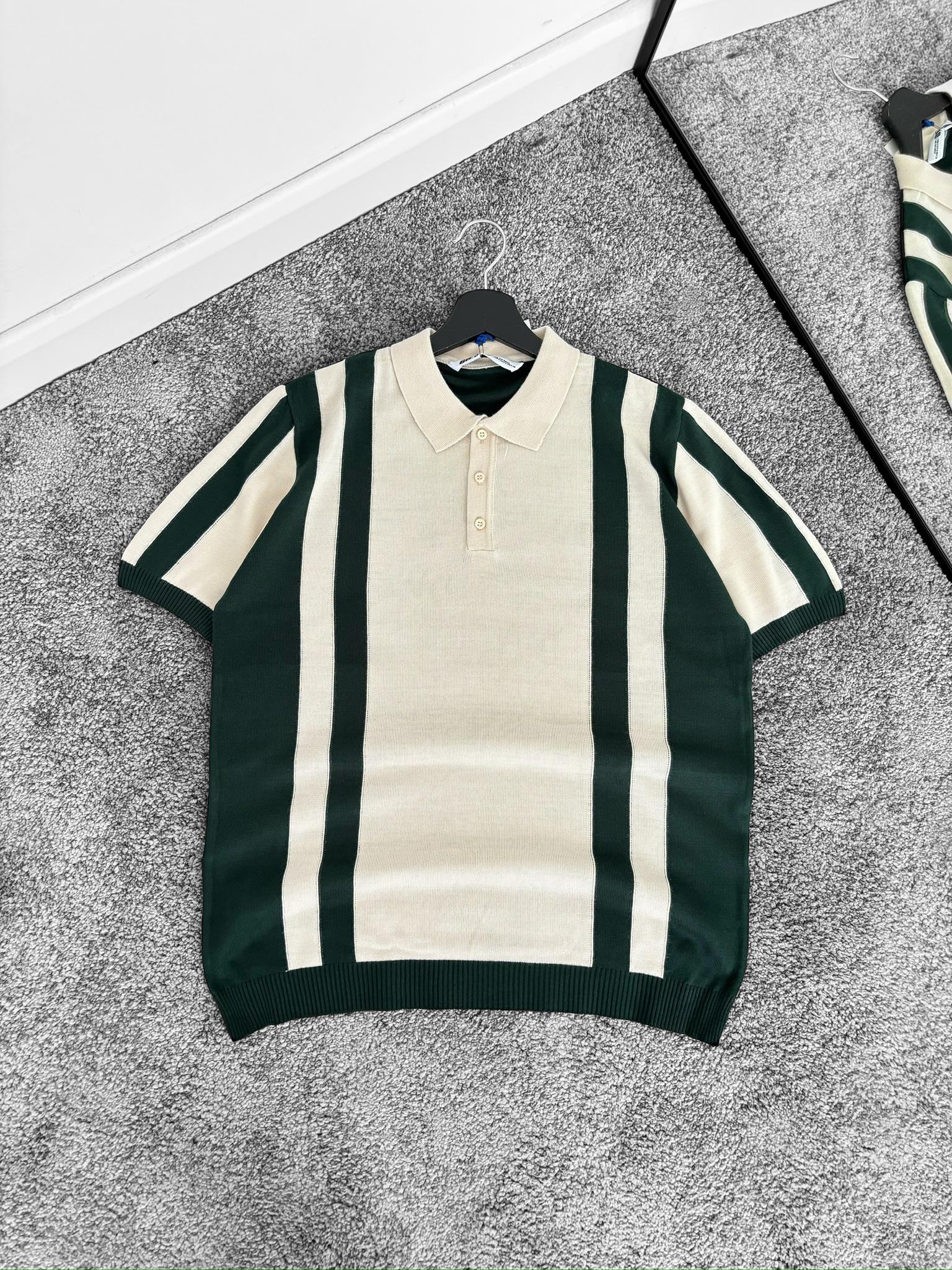 Yeşil Şeritli Triko Tişört