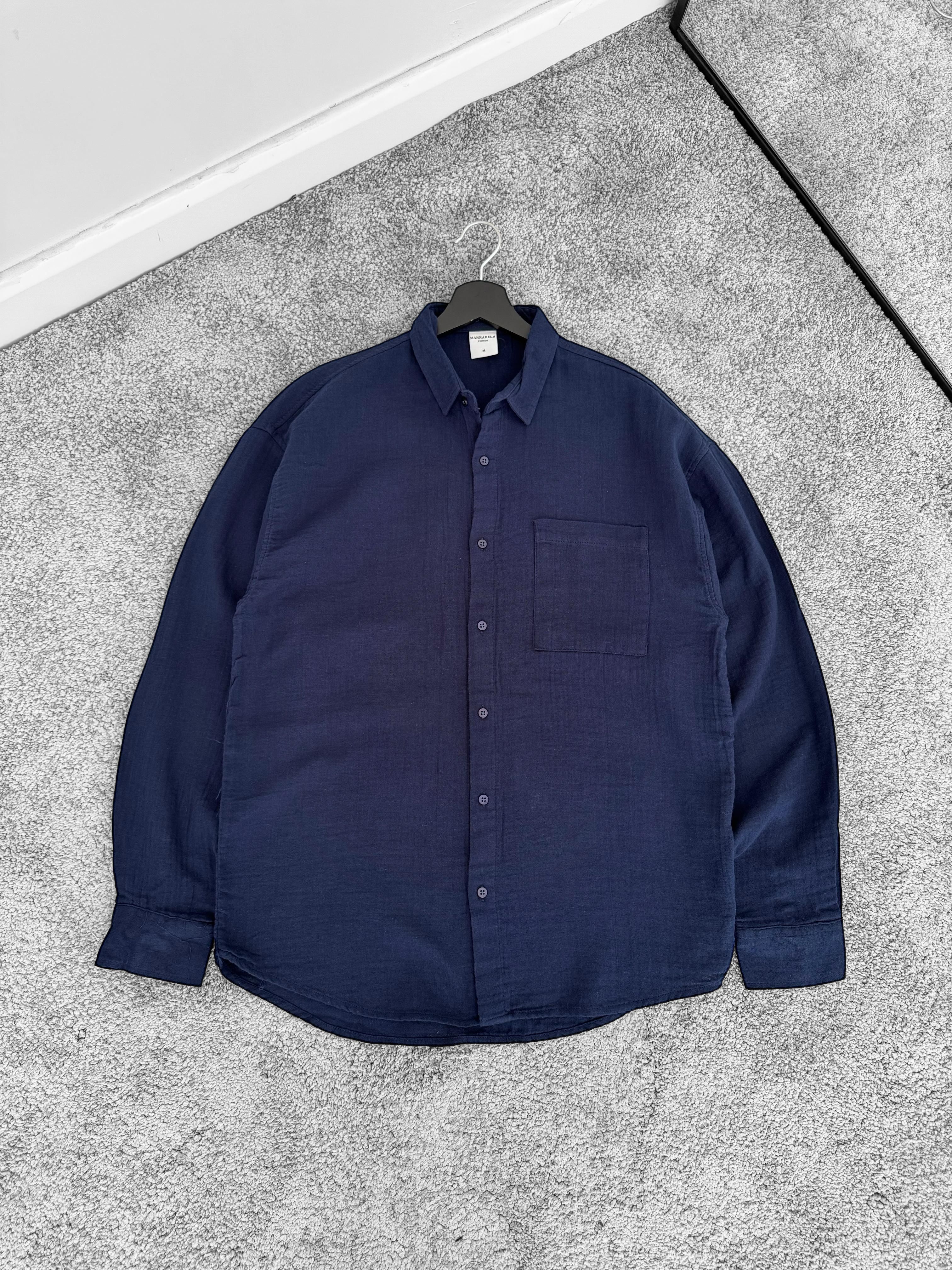 Müslin Kumaş Oversize Gömlek (VV307) - Lacivert