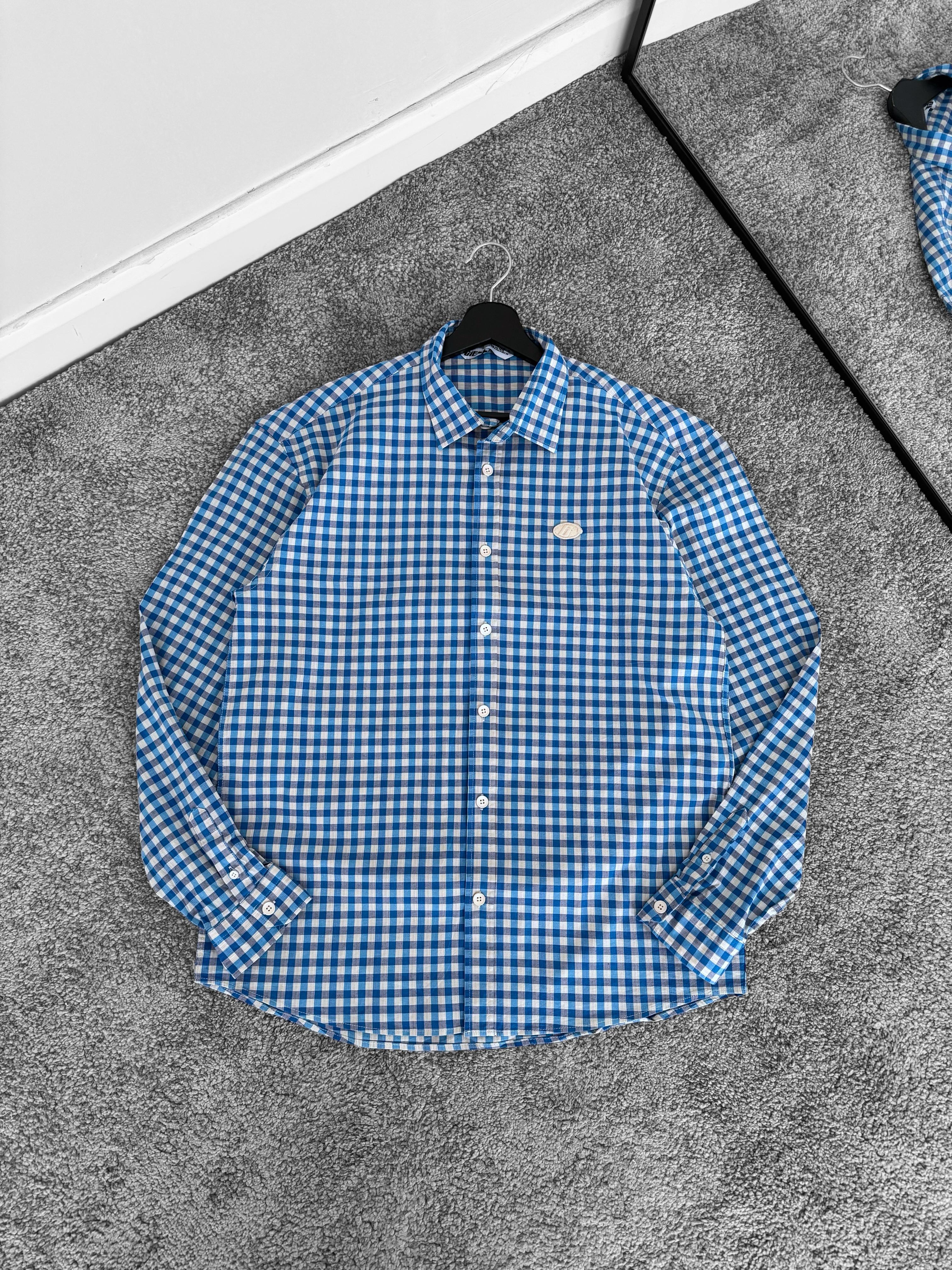 Kare Desenli Oversize Gömlek & Kot Baggy Pantolon (VV211) - Mavi