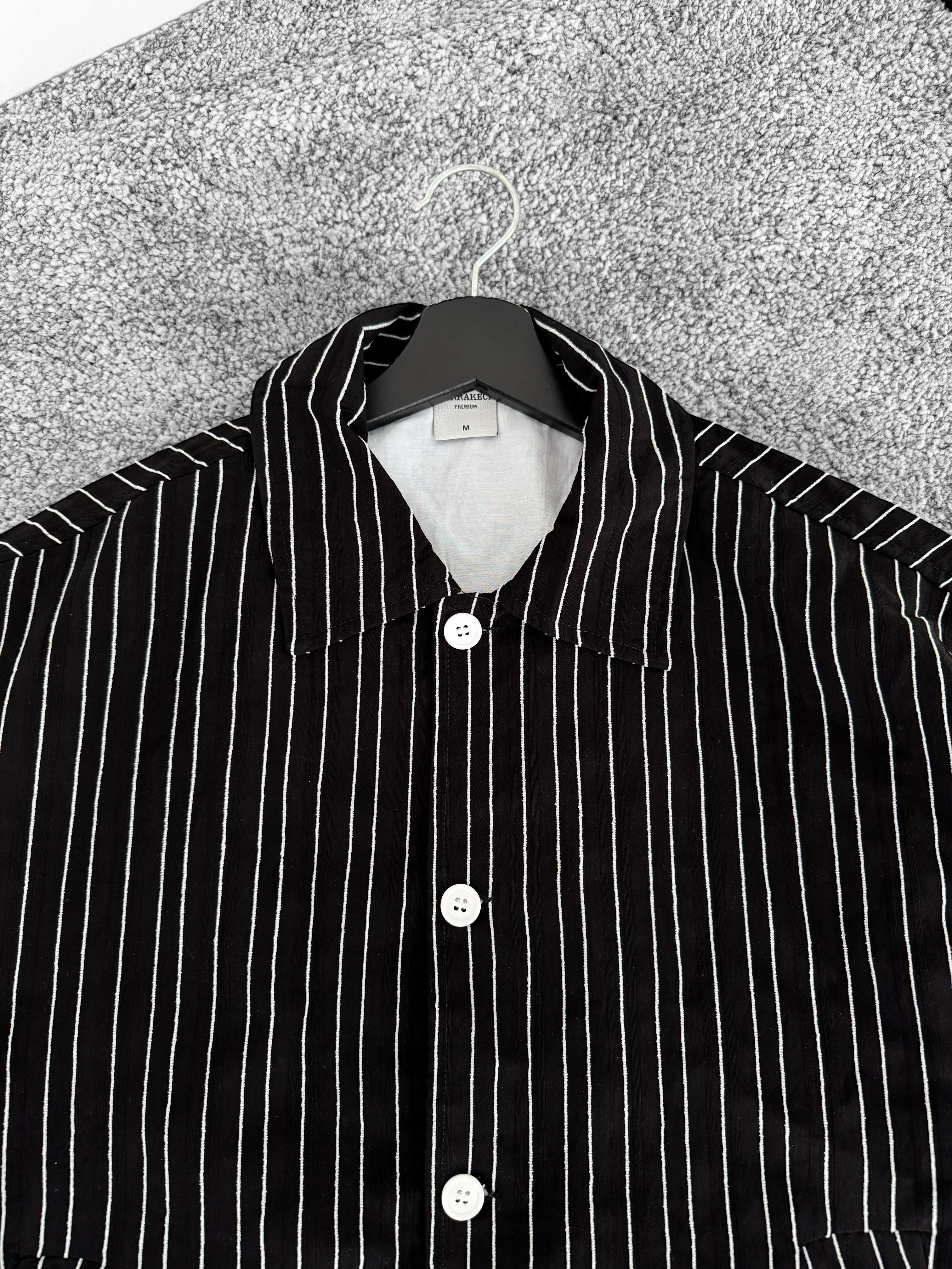 Astarlı Çizgili Oversize Ceket (VV314) - Siyah