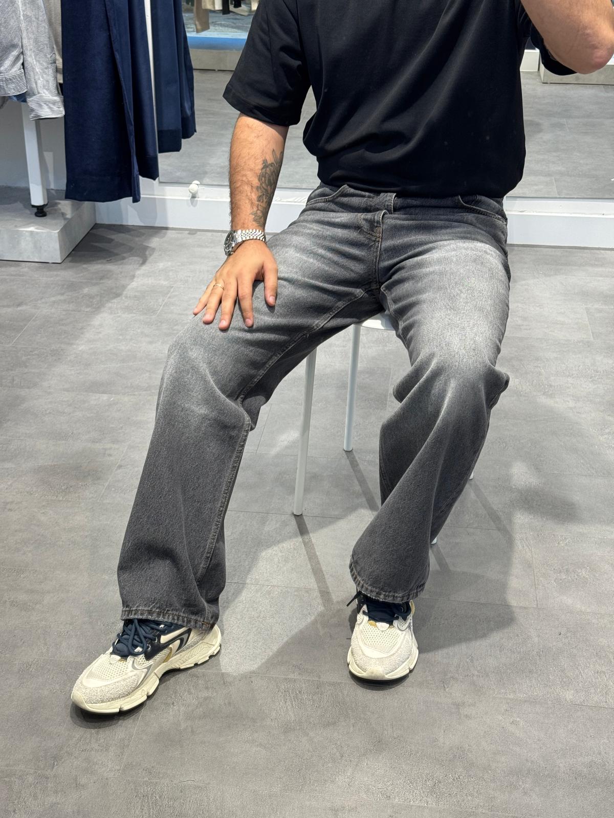 Premium Baggy Kot Pantolon (VV417) - Eskitme Gri