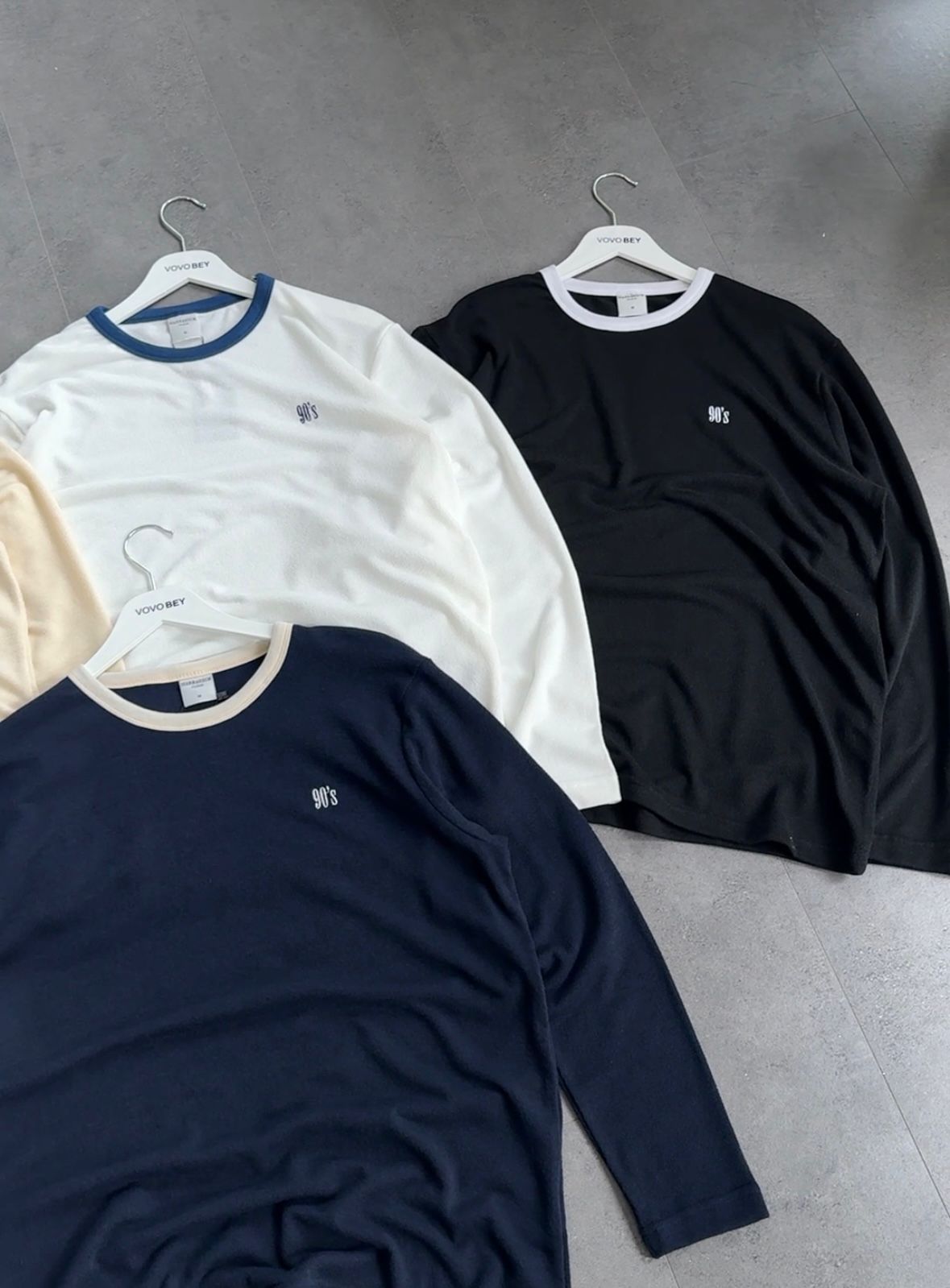 90s Nakışlı Uzun Kol Havlu Kumaş Tişört (VV409)