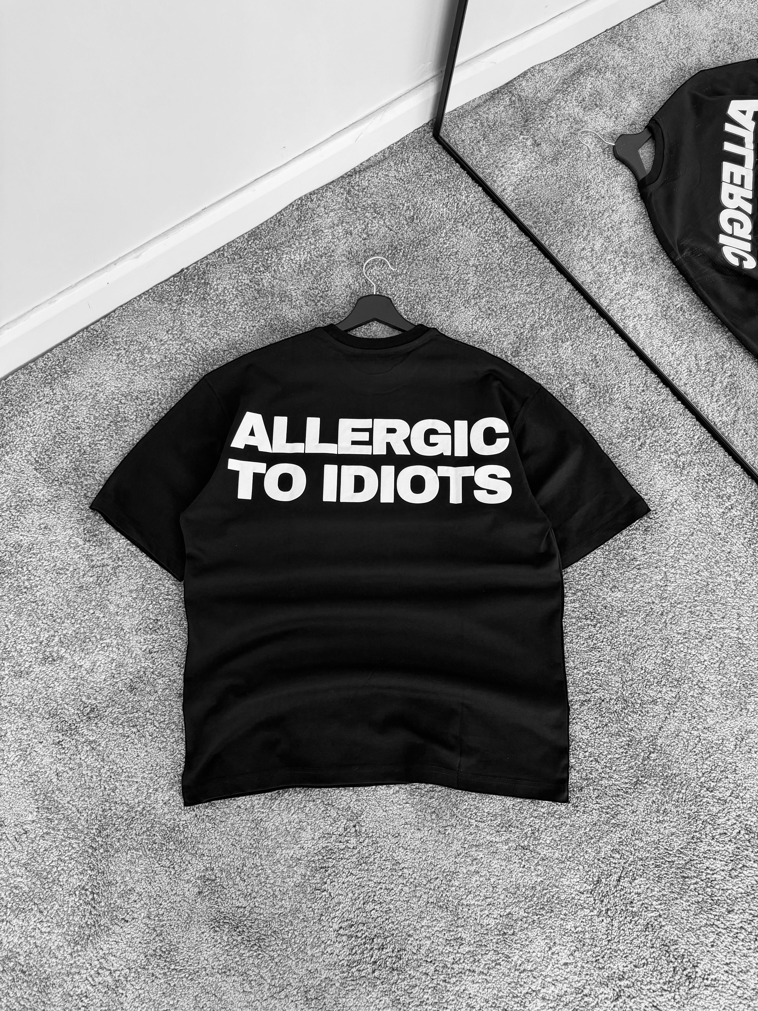 Siyah Allergic Baskılı Oversize Tişört & Kot Baggy Bağcıklı Gabardin Pantolon (VV242)
