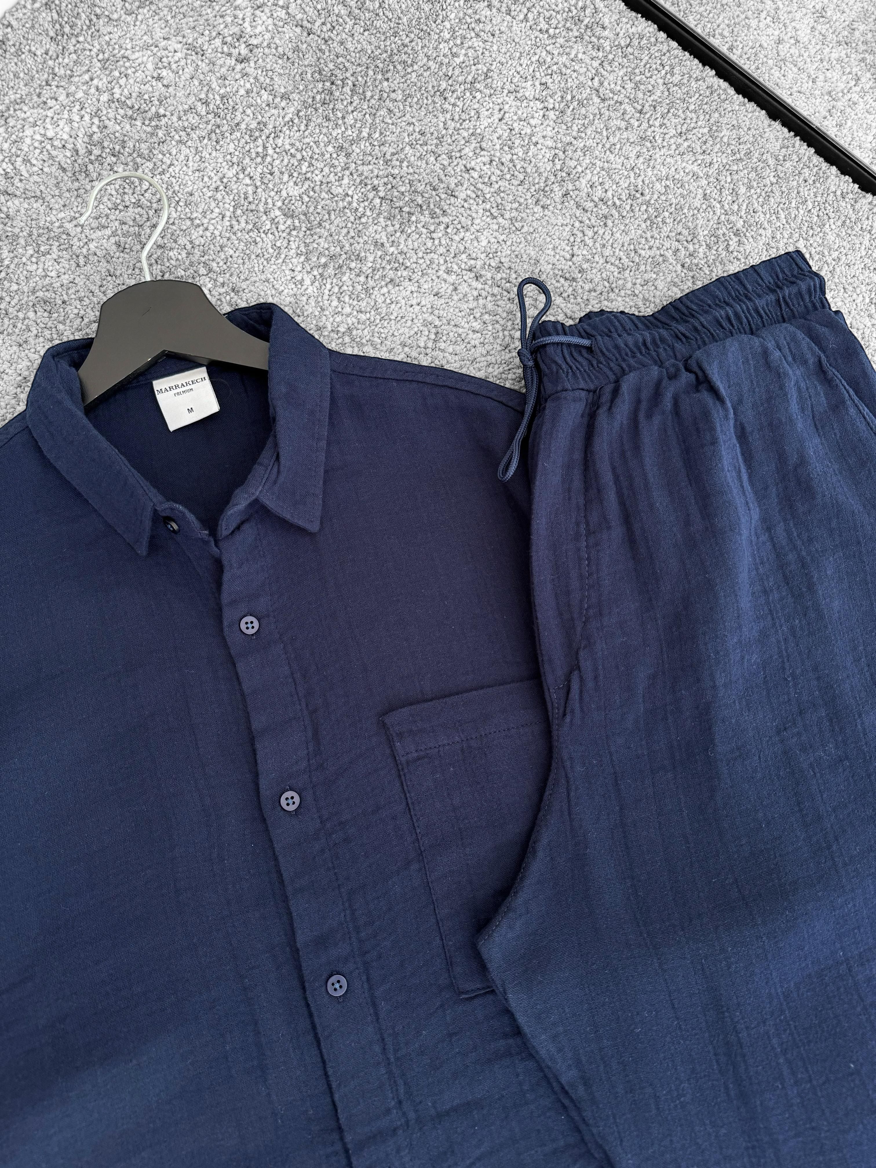 Müslin Kumaş Oversize Gömlek (VV307) - Lacivert