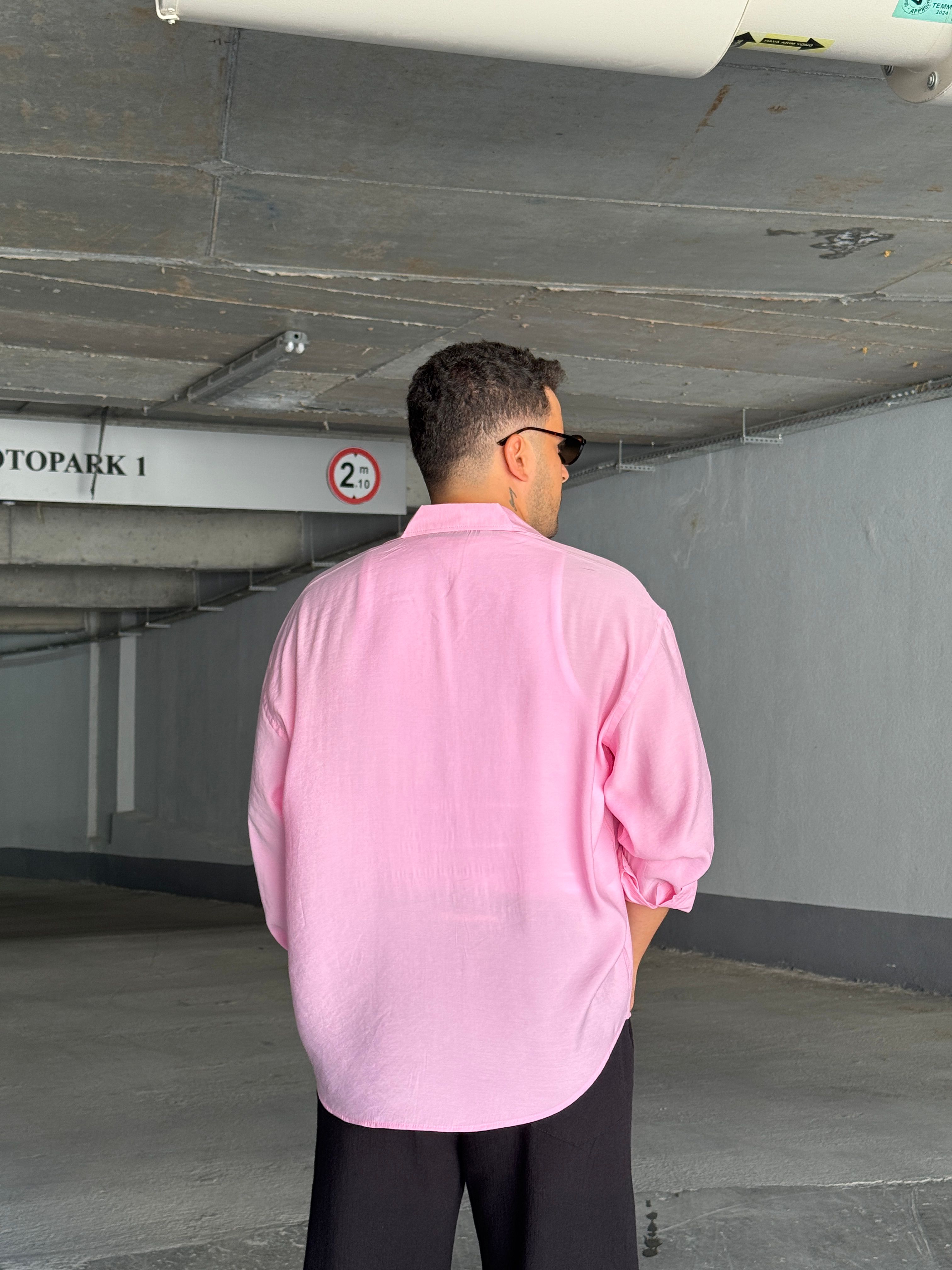 Pembe Modal Kumaş Oversize Gömlek (VV350)