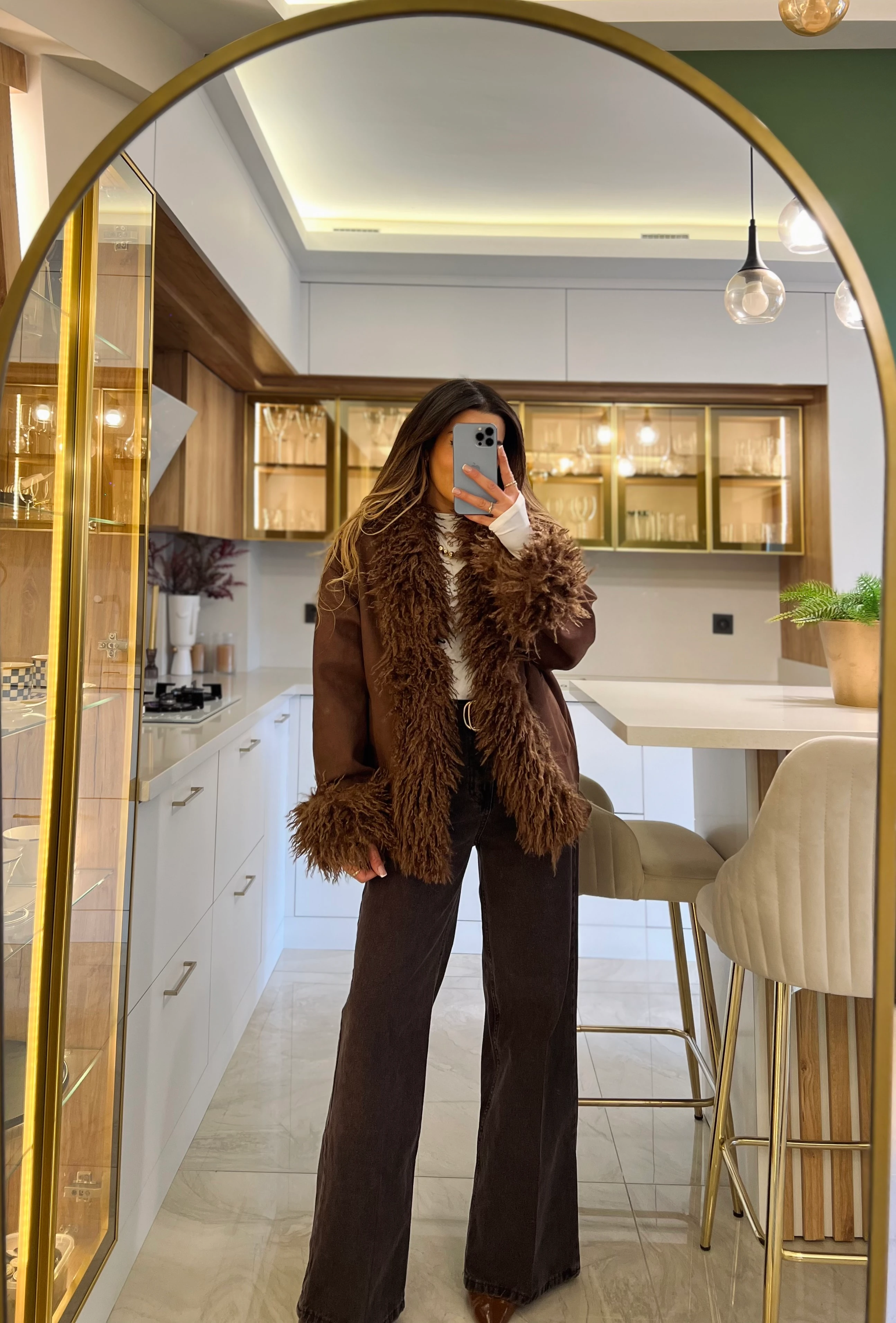 Kürk Detay Süet Palto