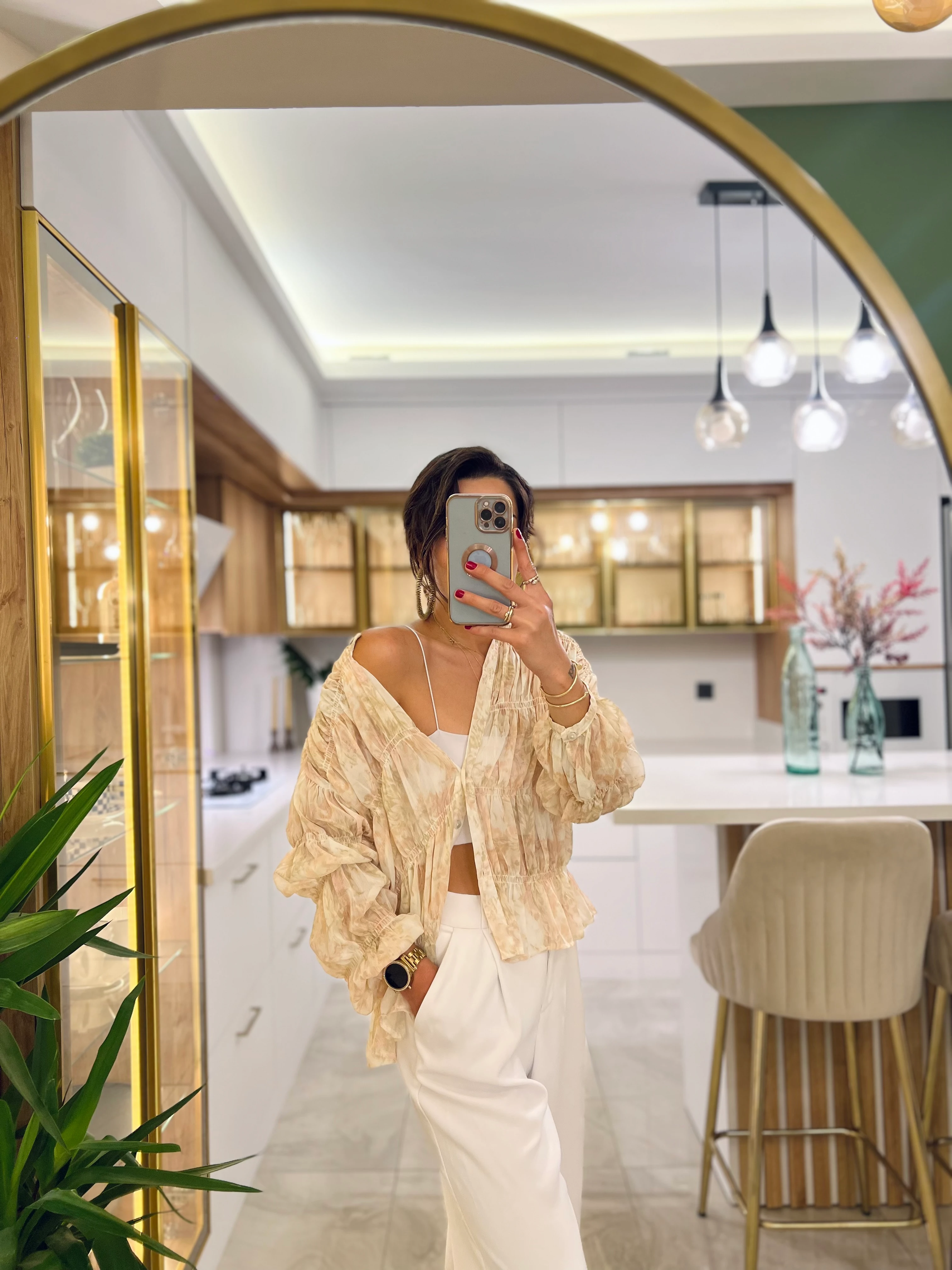 Desenli Transparan Gömlek