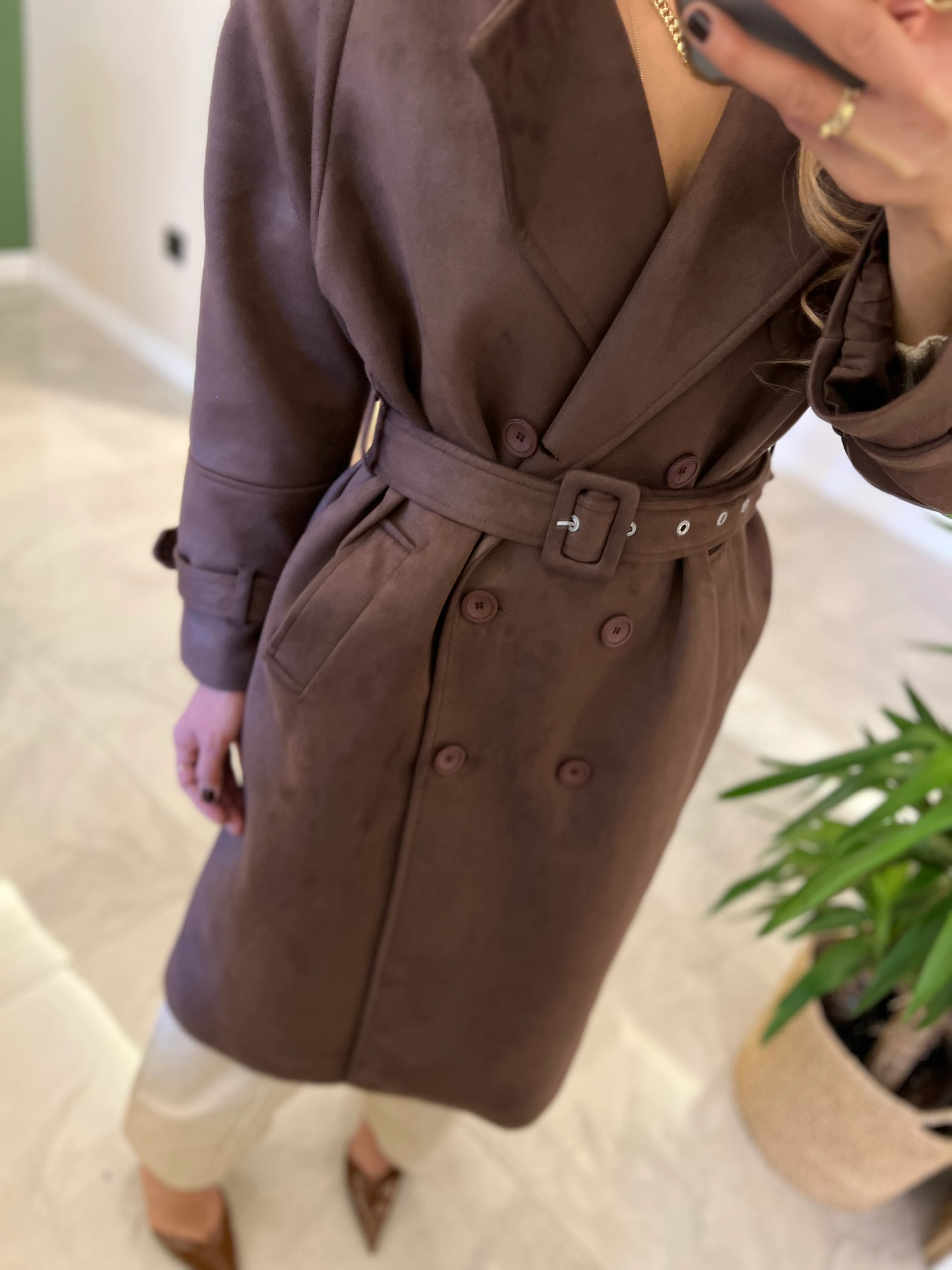 Süet trenchcoat