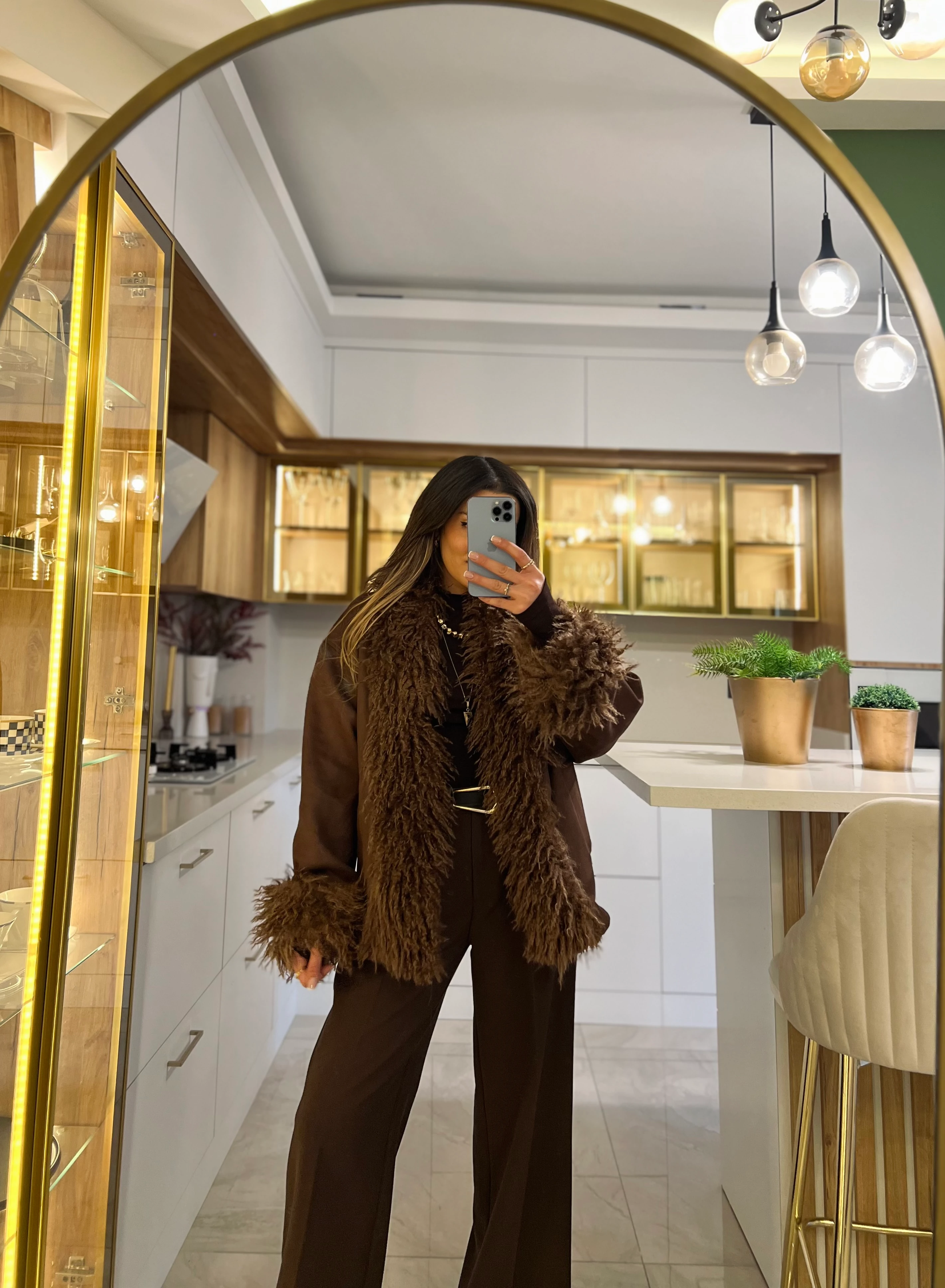 Kürk Detay Süet Palto