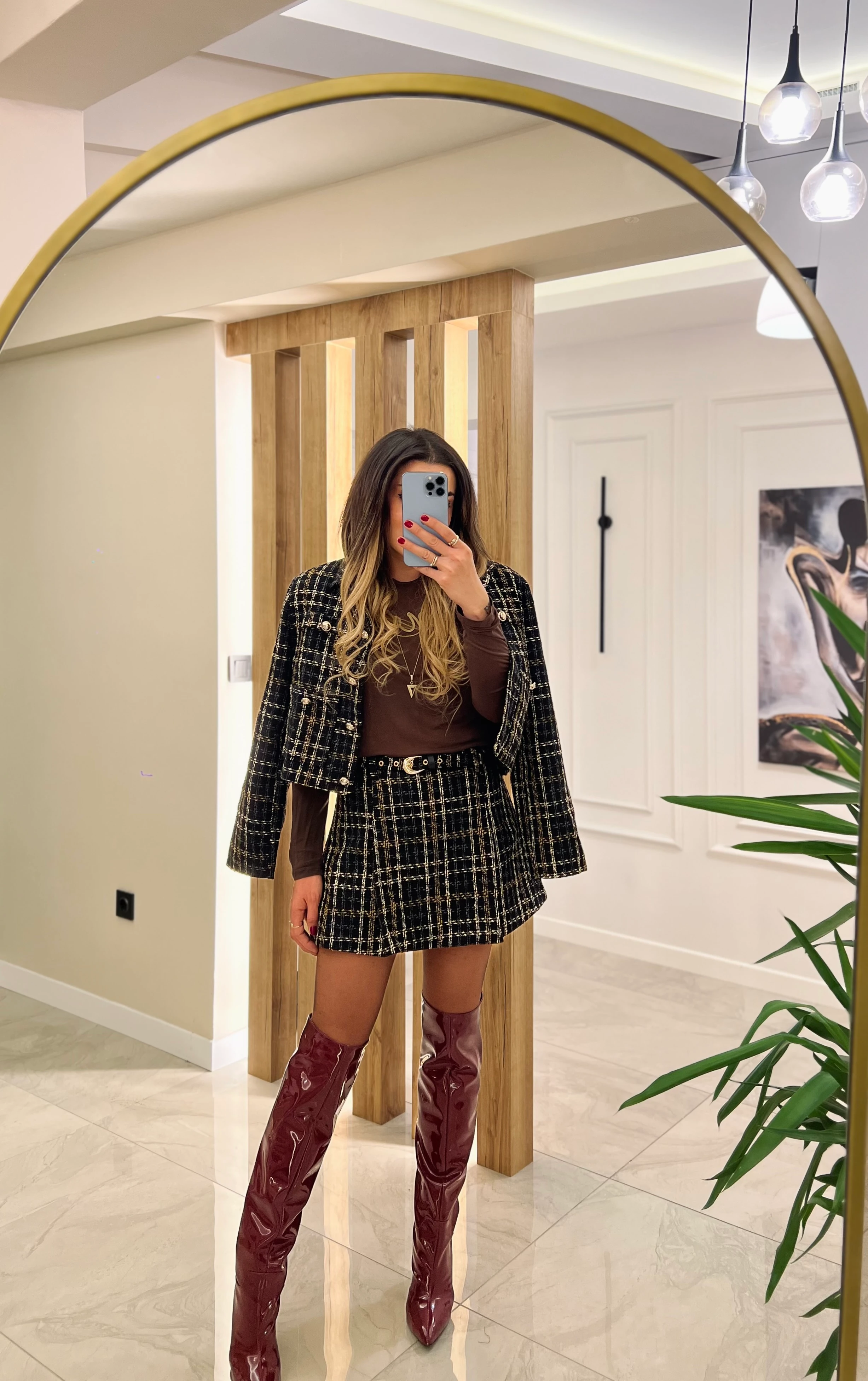 Ekose Gold Düğmeli Ceket