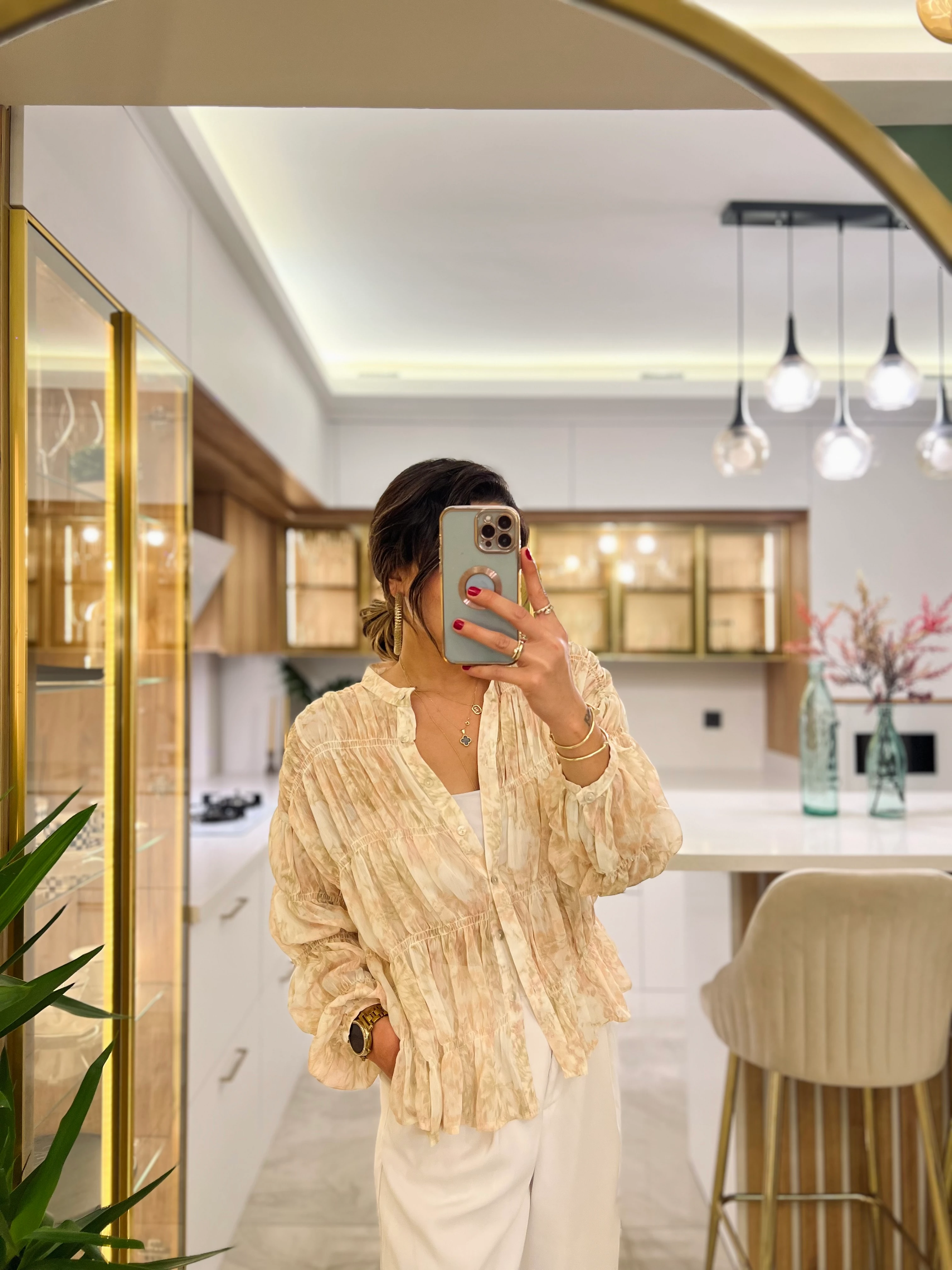 Desenli Transparan Gömlek