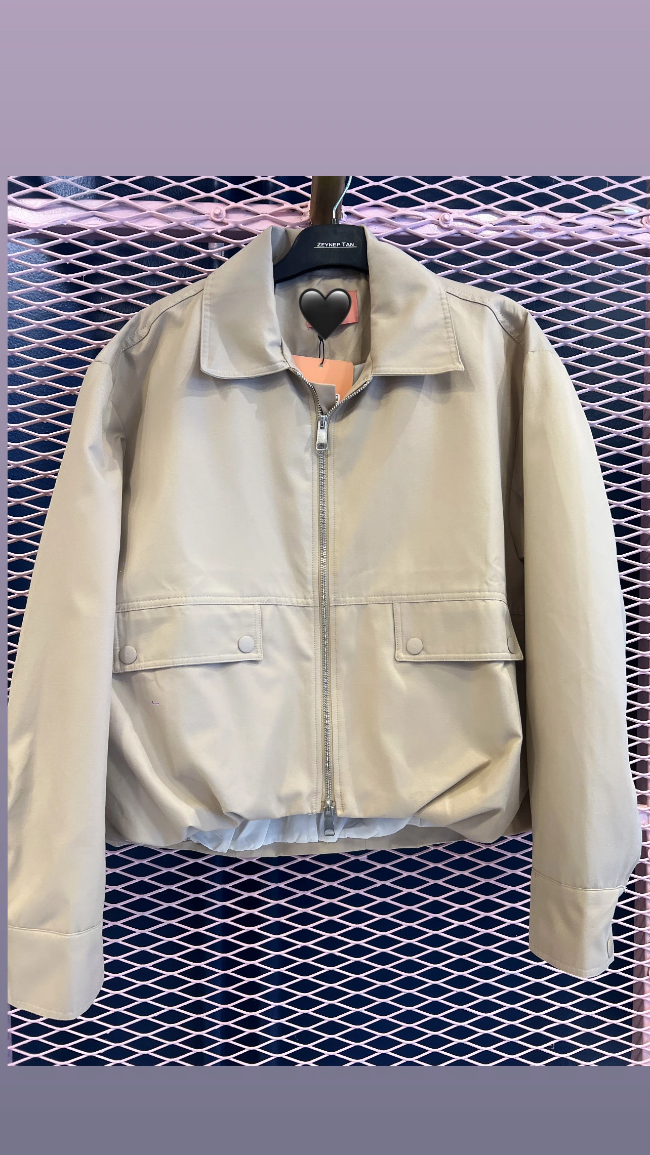 Bej Renk Şerit Detay Bomber Ceket