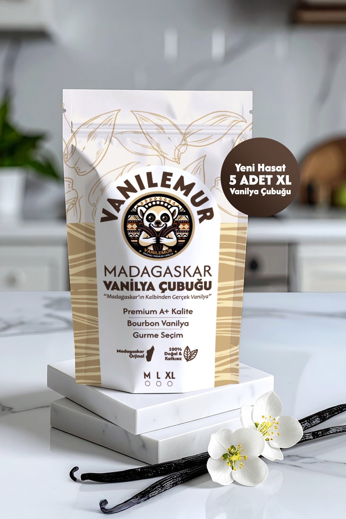 Vanilya Çubuğu 5 Adet (Yeni Hasat) Madagaskar Vanilyası [XL]