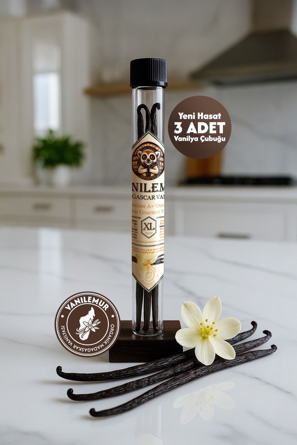 Vanilya Çubuğu 3 Adet (Yeni Hasat) Madagaskar Vanilyası [XL]