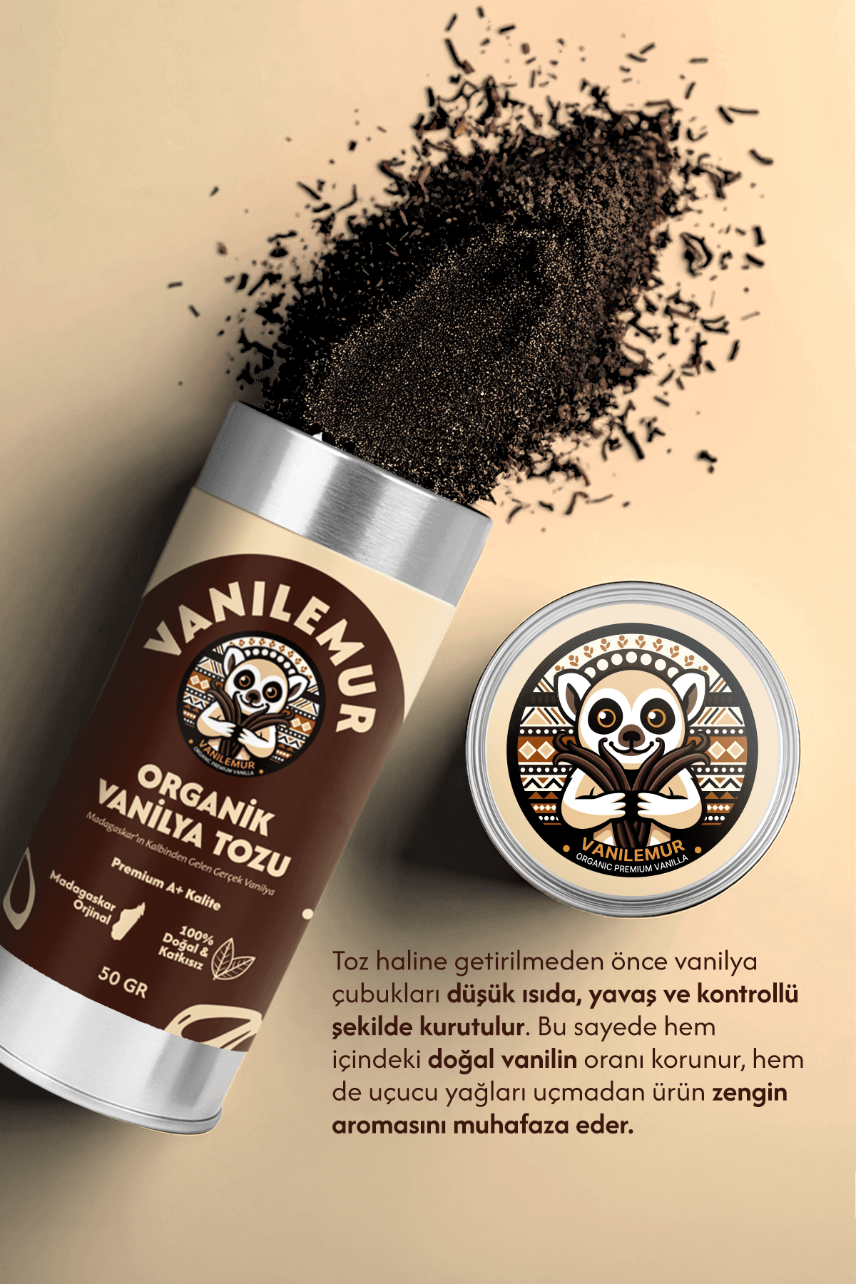 Vanilemur Organik Vanilya Tozu 50g – Saf, Doğal ve Aromatik Lezzet