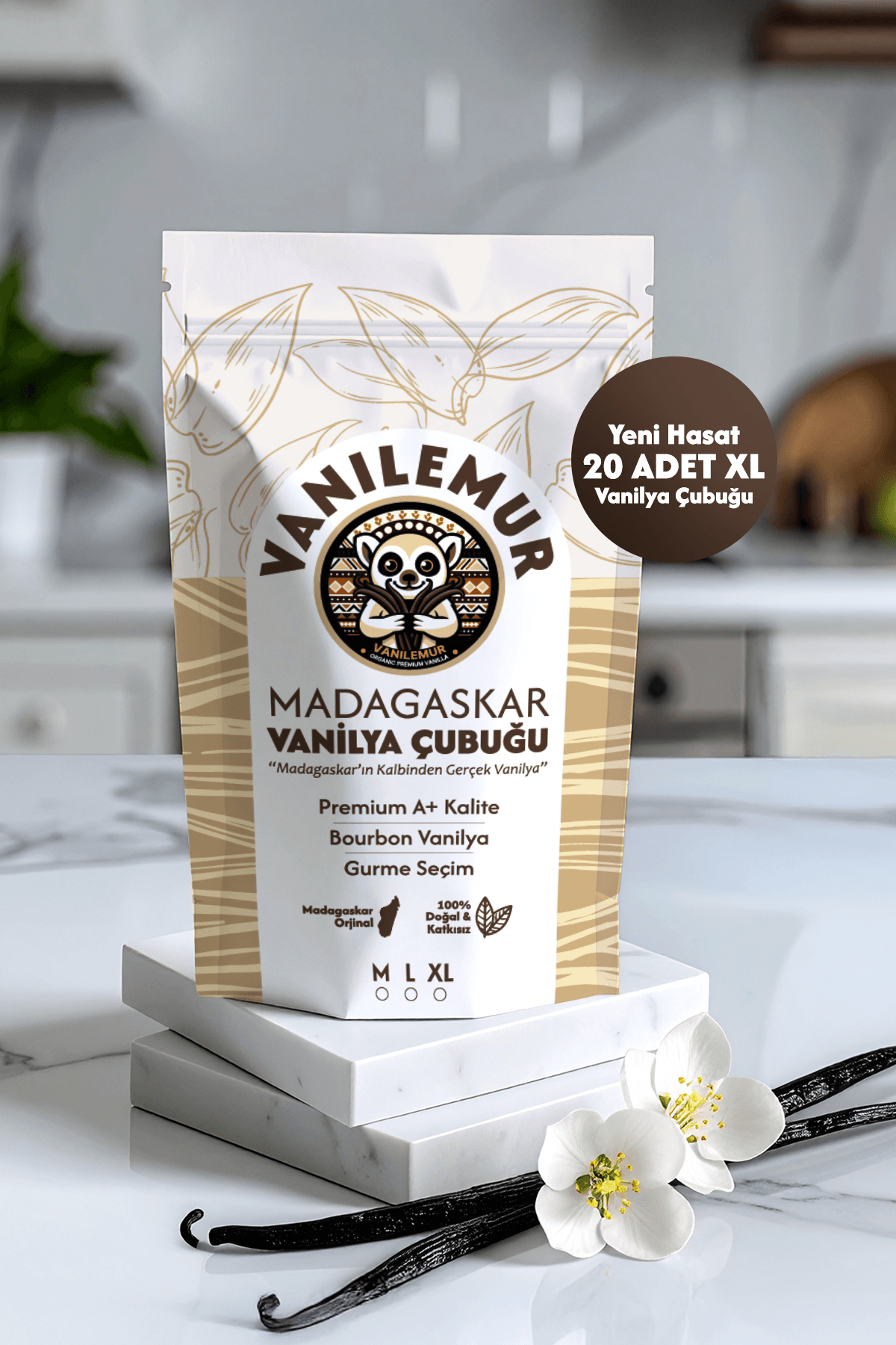 Vanilya Çubuğu 20 Adet (Yeni Hasat) Madagaskar Vanilyası [XL]
