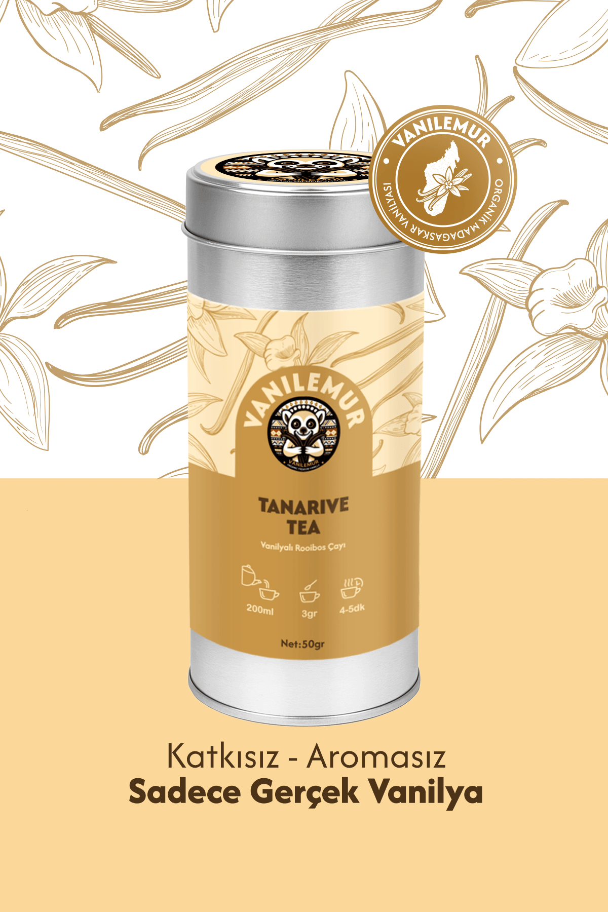Vanilemur Rooibos Vanilya Çayı 50g – Doğal Aromalı, Hafif ve Kafeinsiz