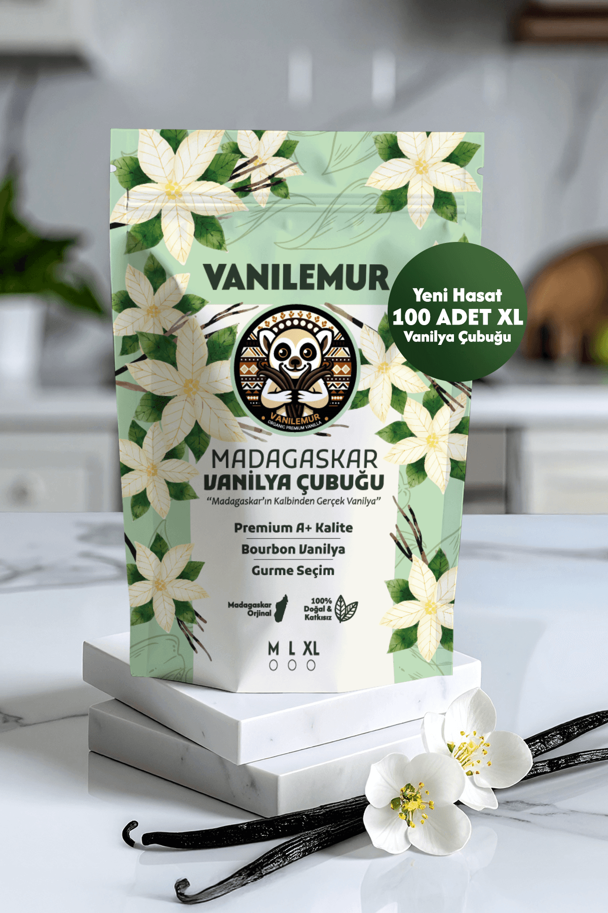 Vanilya Çubuğu 100 Adet (Yeni Hasat) Madagaskar Vanilyası [XL]