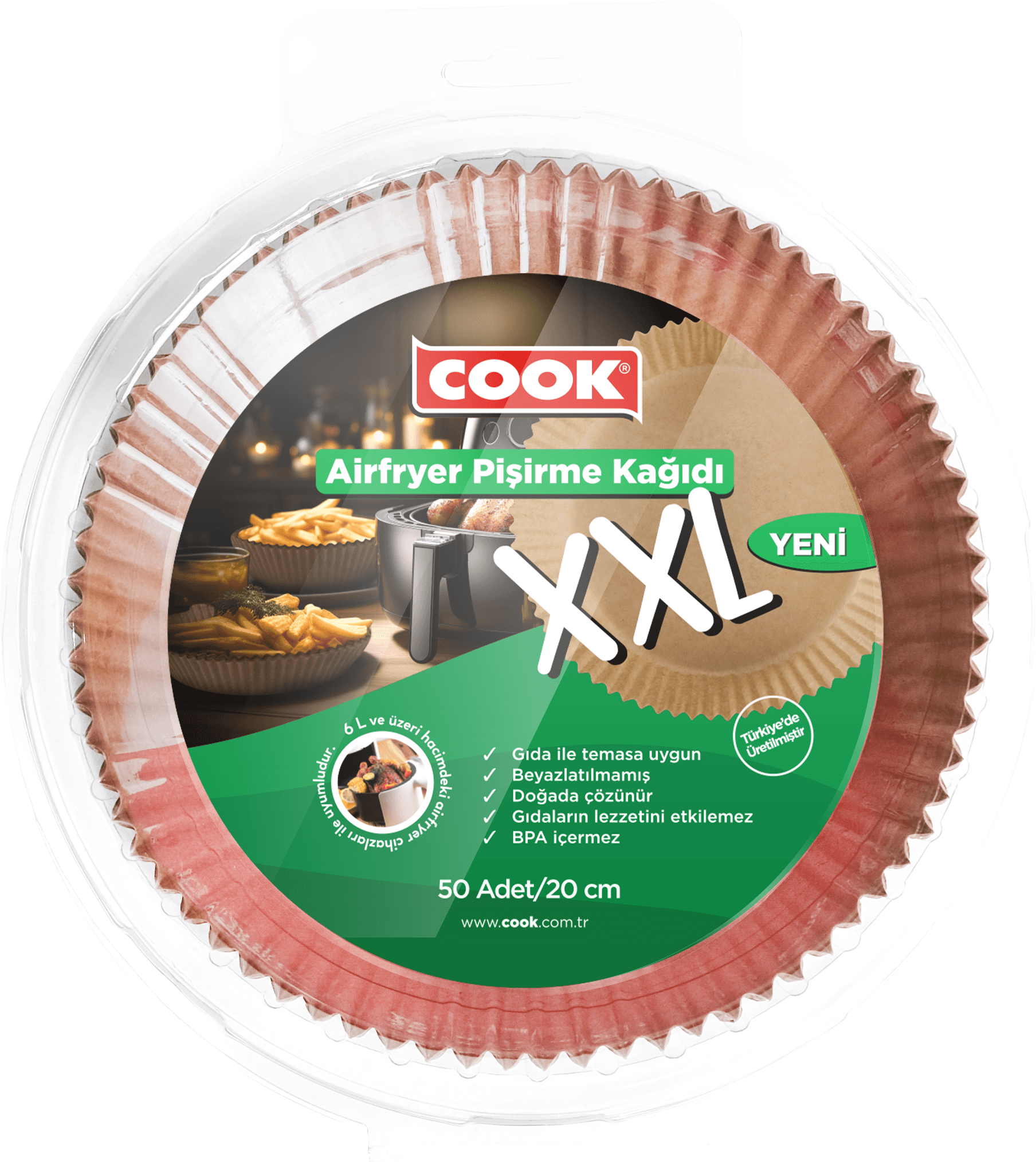 COOK Airfryer Pişirme Kağıdı XXL 20 cm 50 Adet