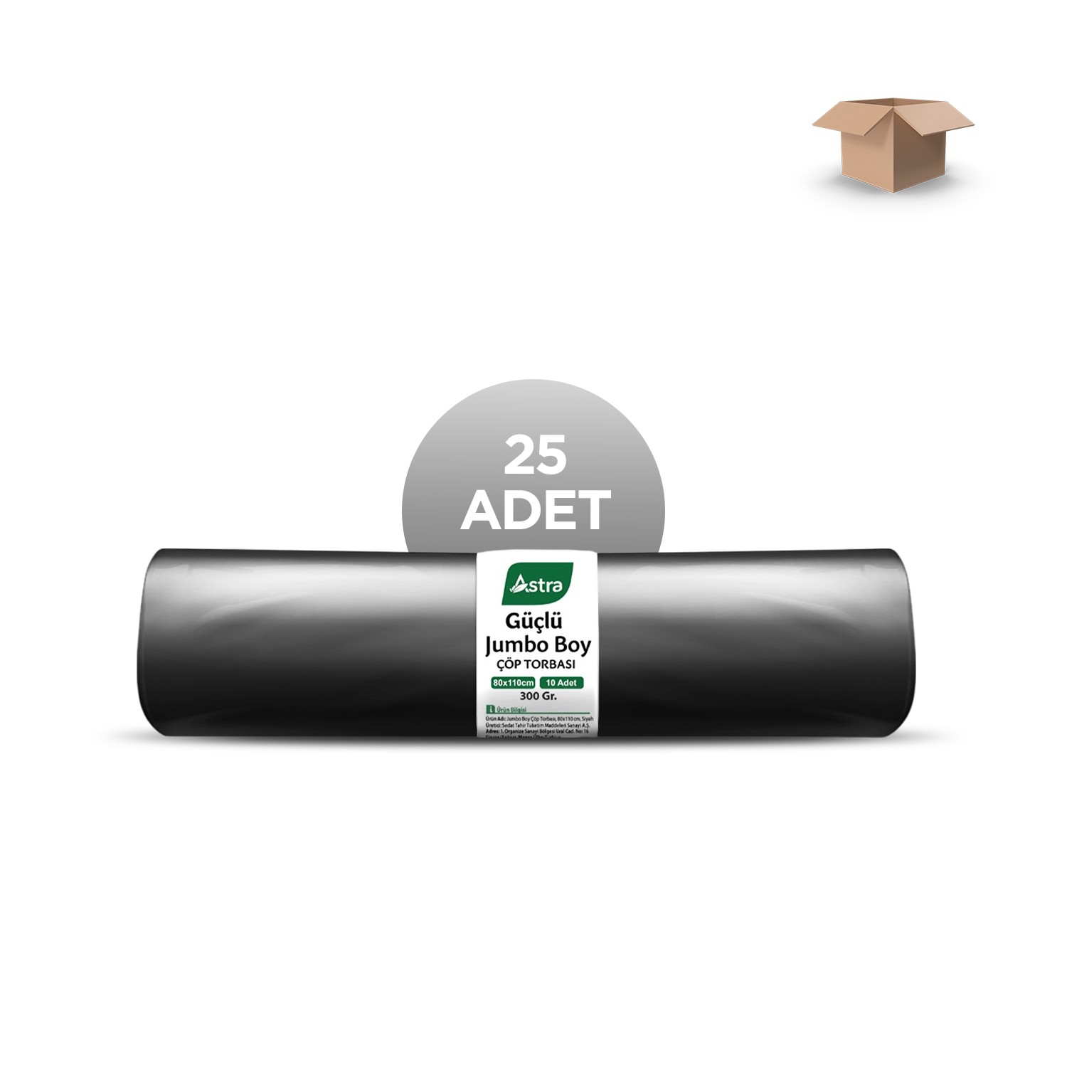 ASTRA Toptan EDT 300 Gr. Jumbo Çöp Torbası Siyah 80x110cm 10'lu - Koli İçi 25'li