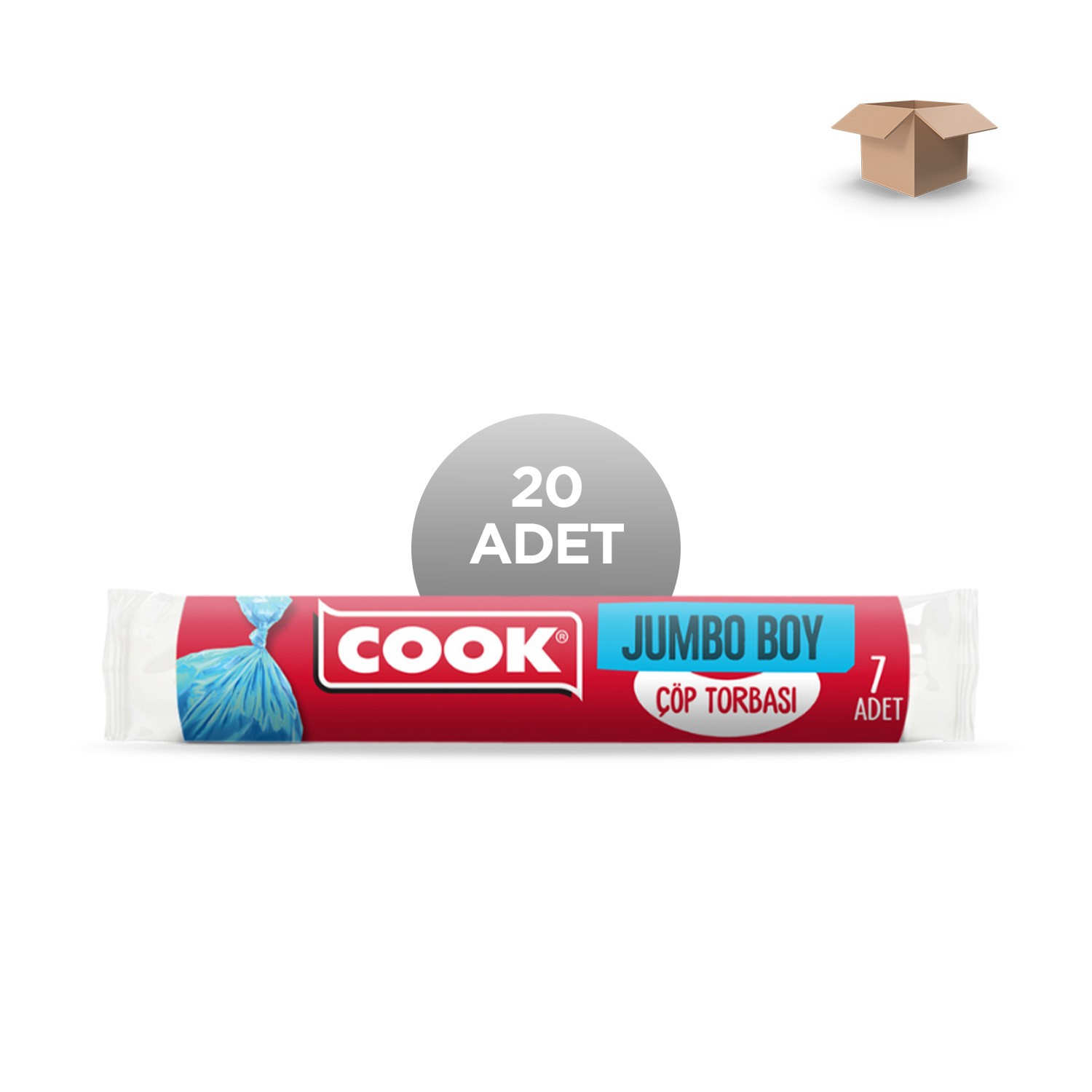 COOK Toptan Ekstra Jumbo Çöp Torbası 80x110 cm 7'li Rulo Koli İçi 20'li